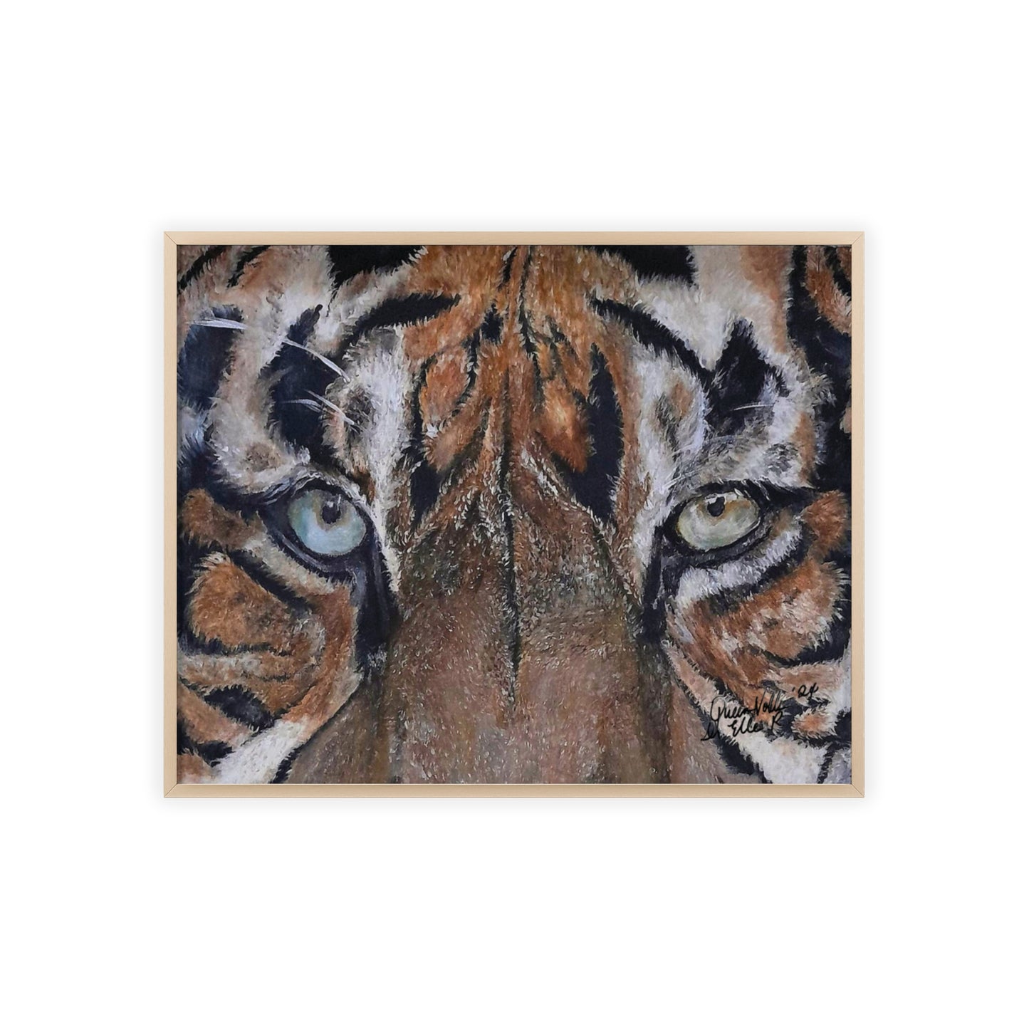 Majestic Tiger Poster with Wooden Frame, Animal Wall Art By QueenNoble