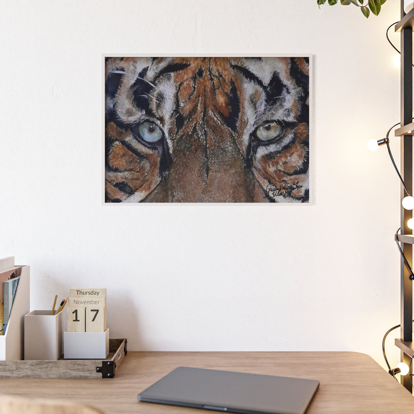 Majestic Tiger Poster with Wooden Frame, Animal Wall Art By QueenNoble