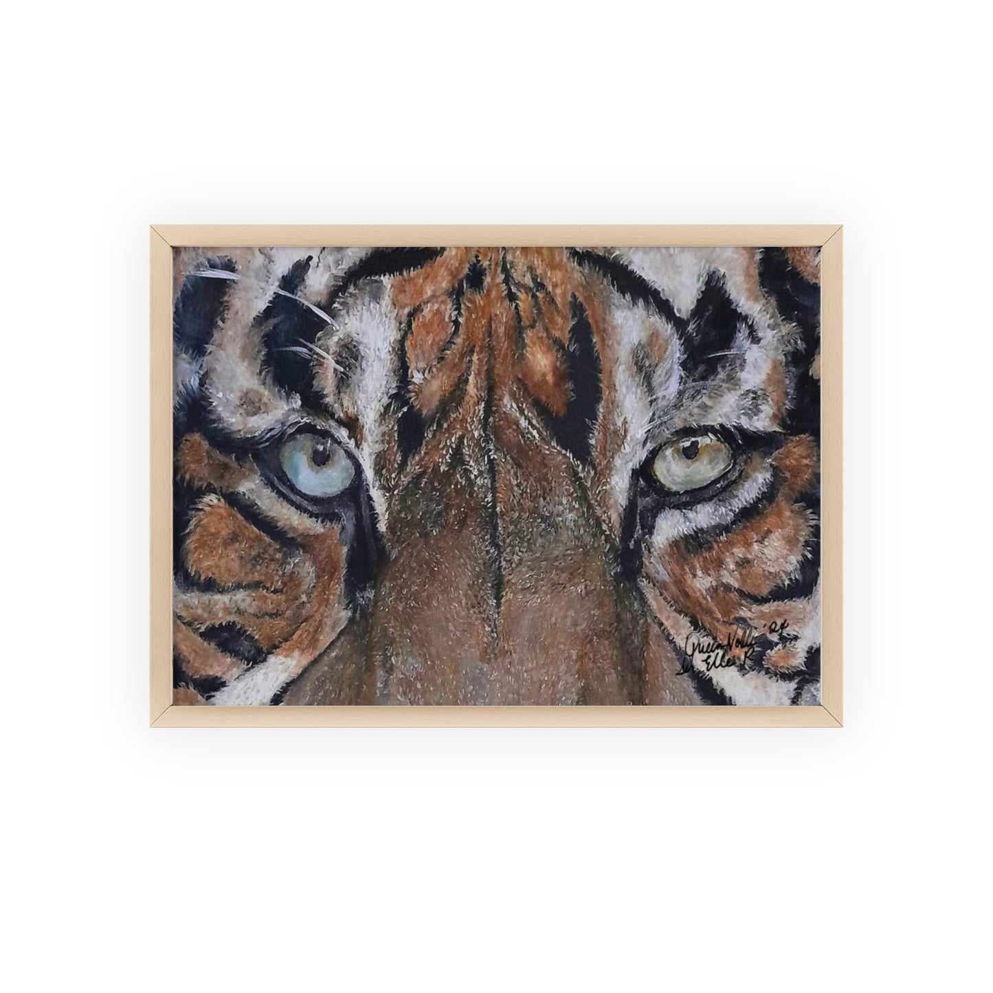 Majestic Tiger Poster with Wooden Frame, Animal Wall Art By QueenNoble