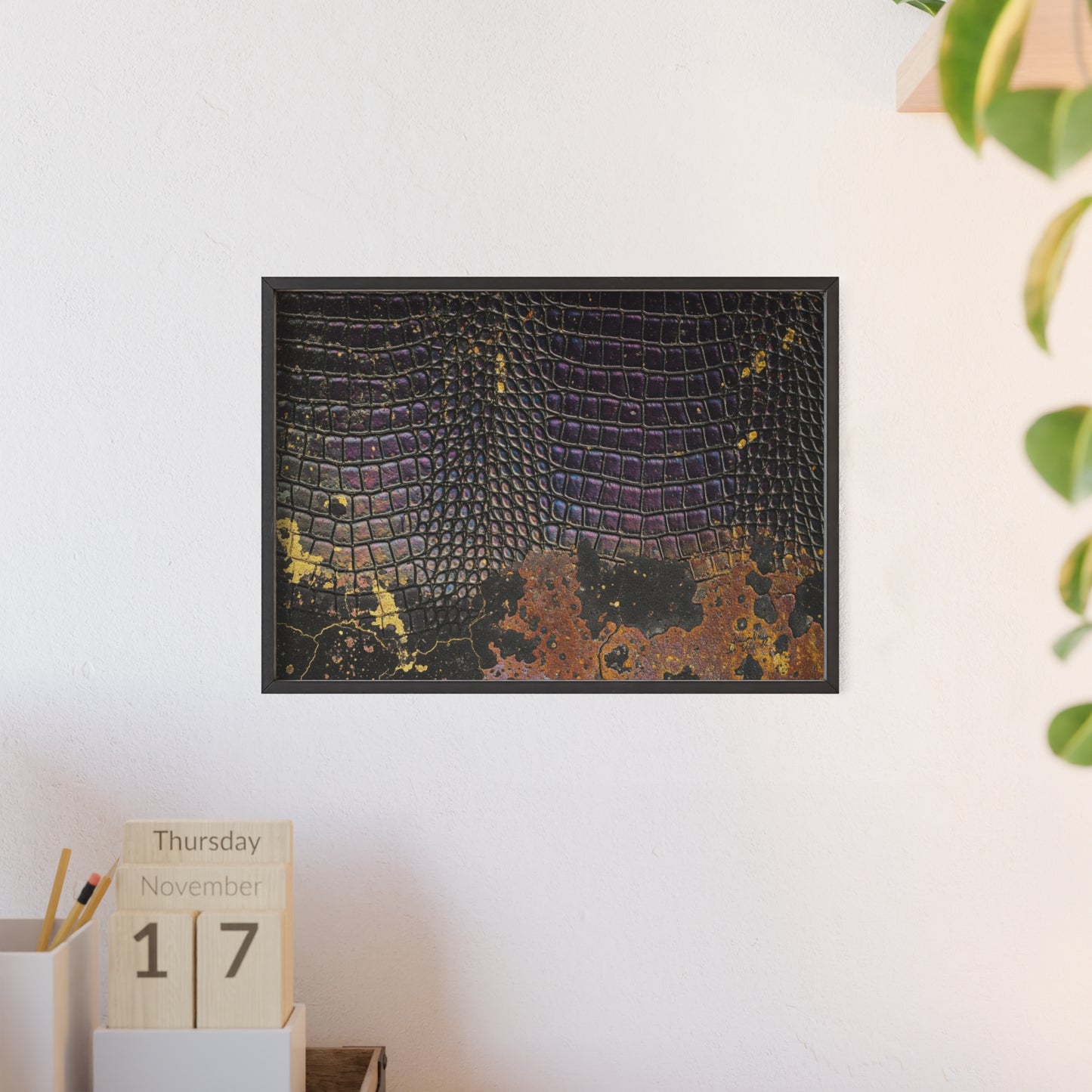 Purple Golden Crocodile Framed Poster Wall Art By QueenNoble