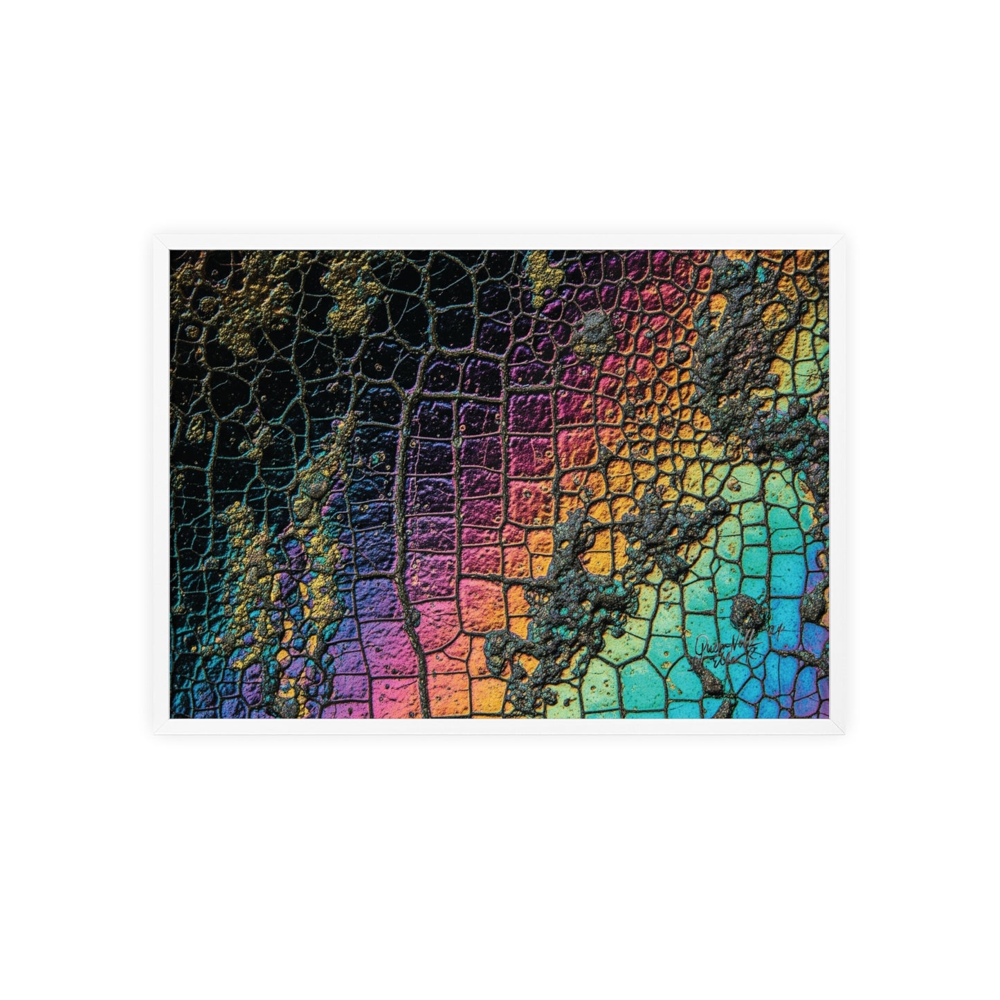 Rainbow Textured Art Poster with Wooden Frame Wall Art By QueenNoble