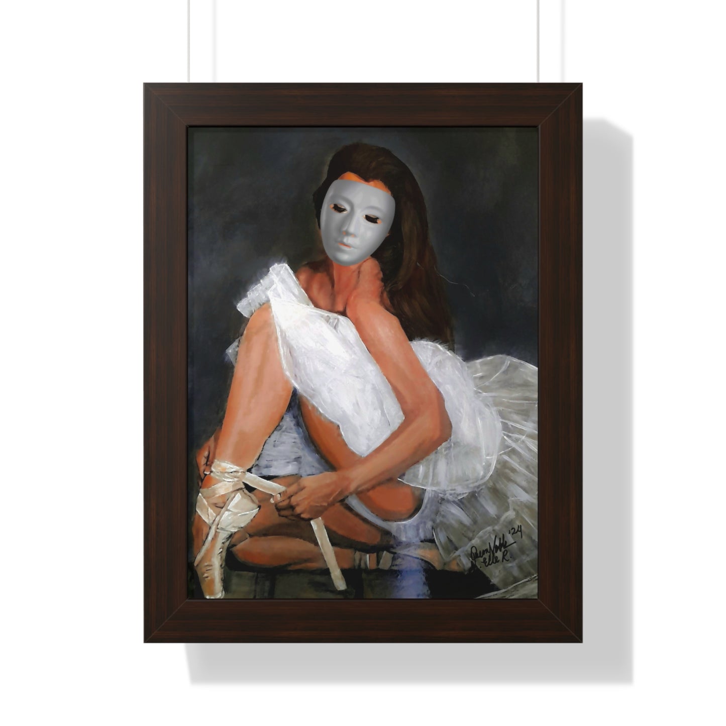 Ballerina With A Mask Wall Print Framed Vertical Poster By QueenNoble