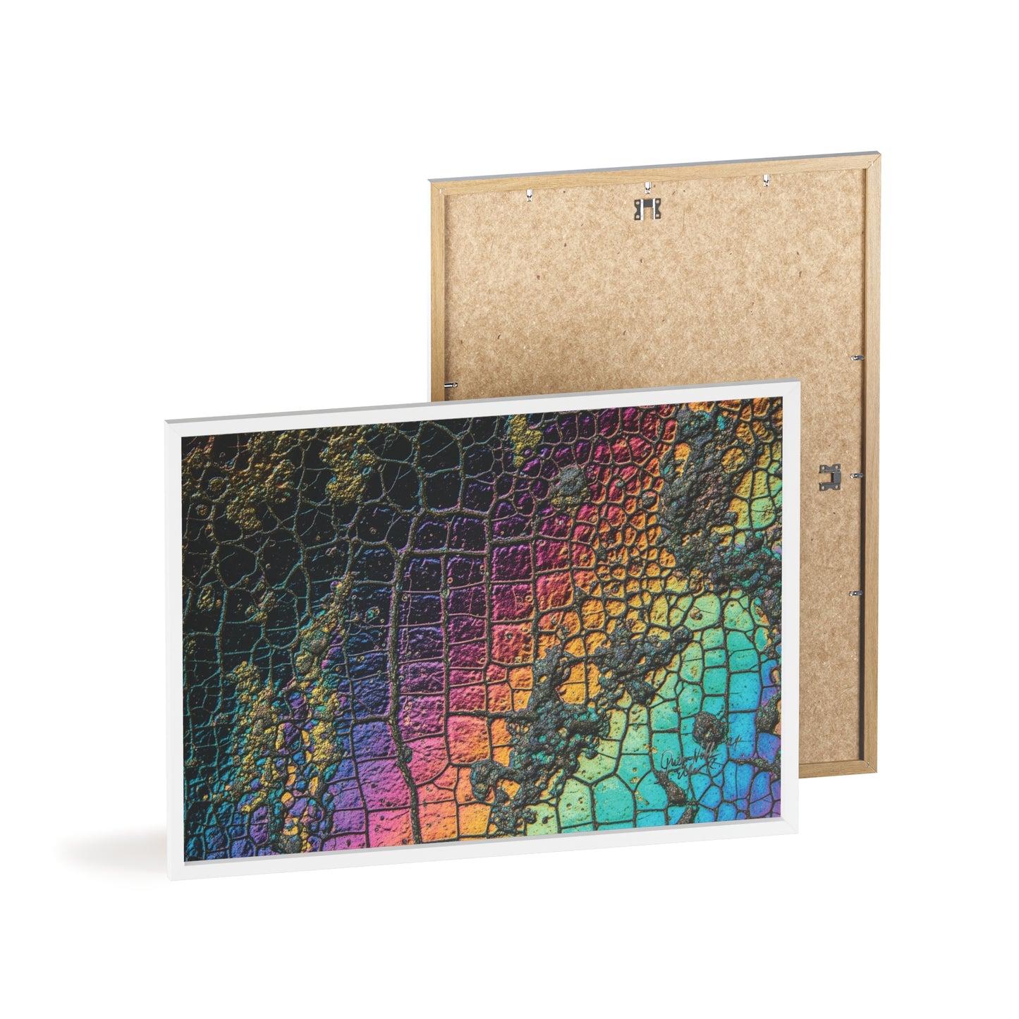 Rainbow Textured Art Poster with Wooden Frame Wall Art By QueenNoble