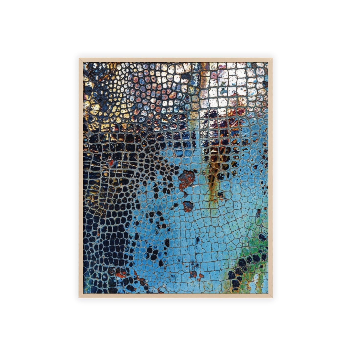 Poster with frame - Blue Cracking Crocodile Texture by QueenNoble