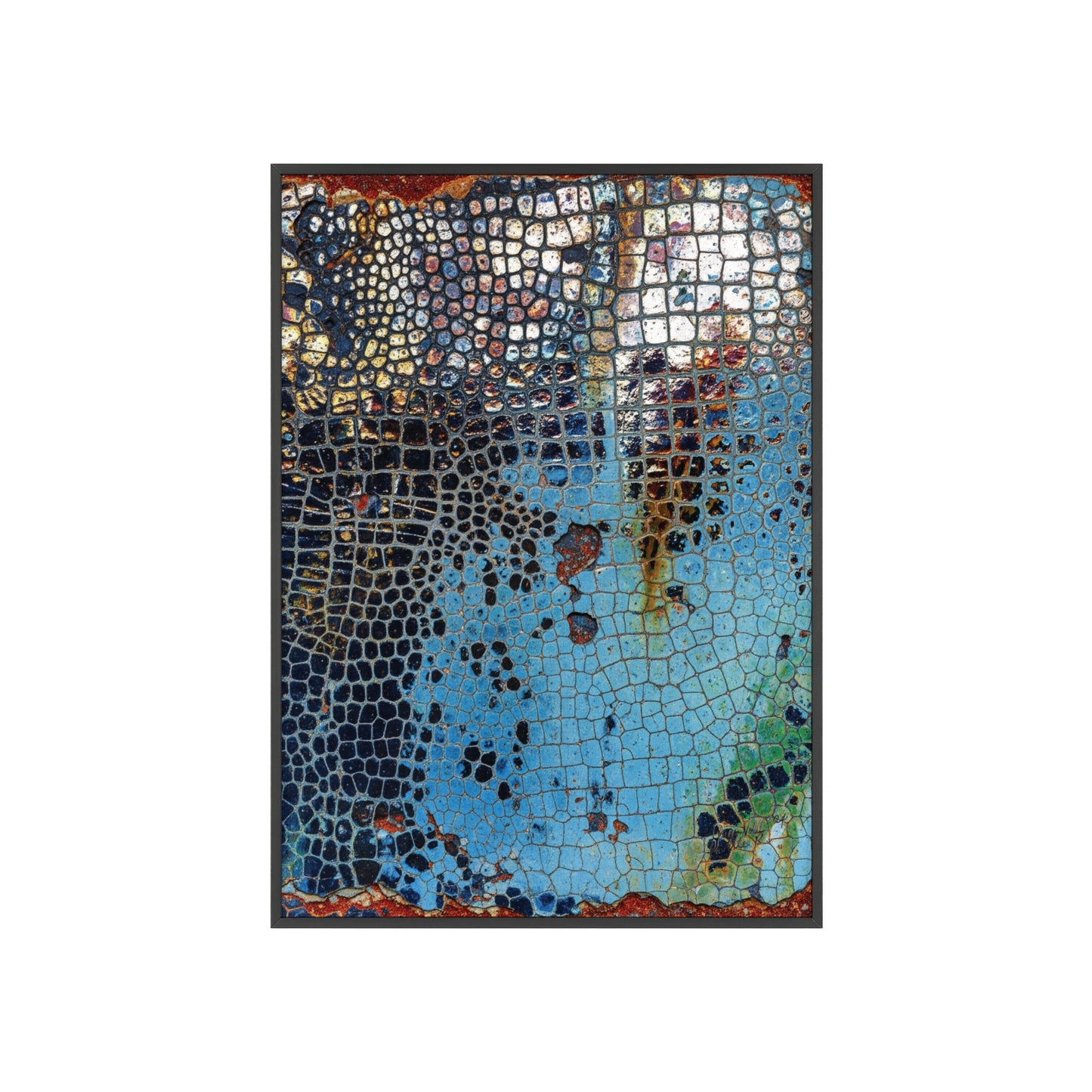 Poster with frame - Blue Cracking Crocodile Texture by QueenNoble