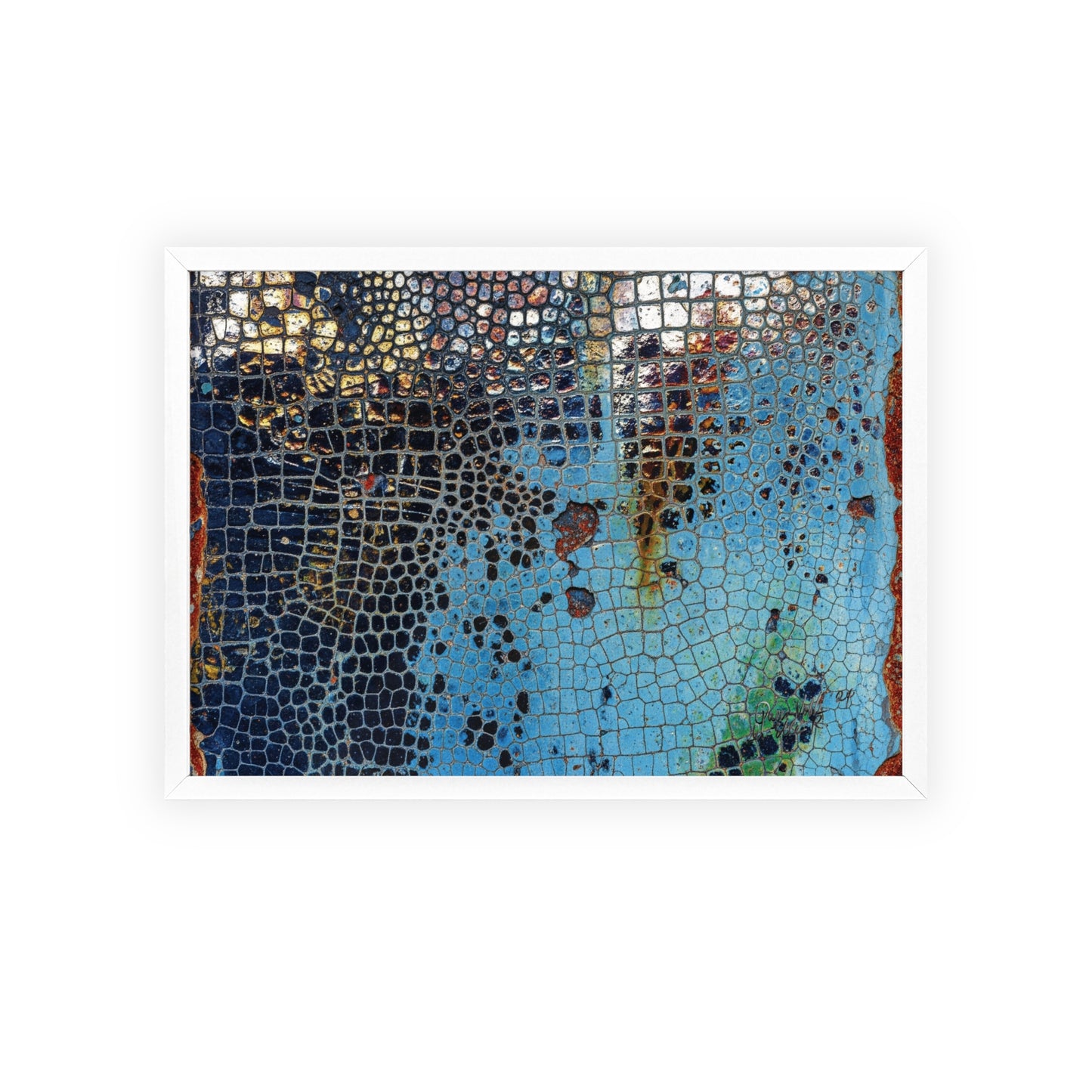 Poster with frame - Blue Cracking Crocodile Texture by QueenNoble