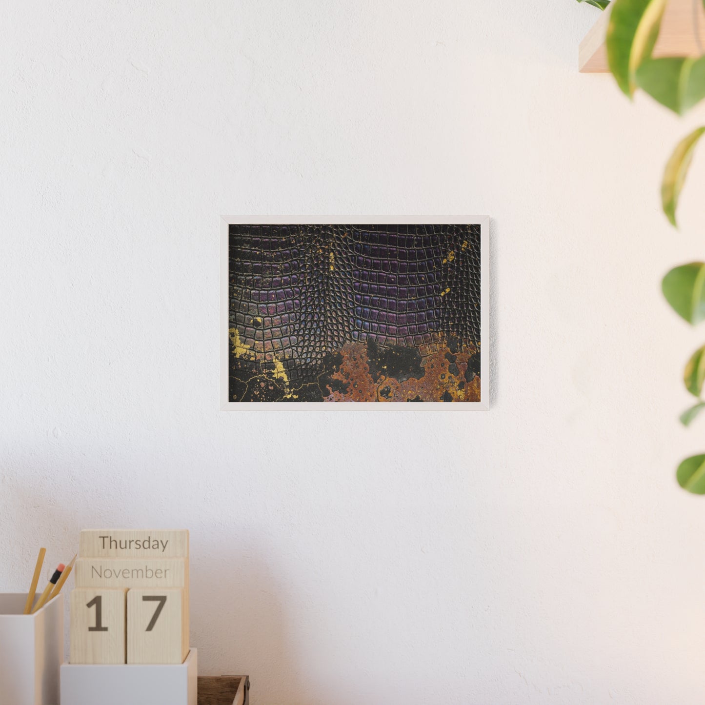 Purple Golden Crocodile Framed Poster Wall Art By QueenNoble
