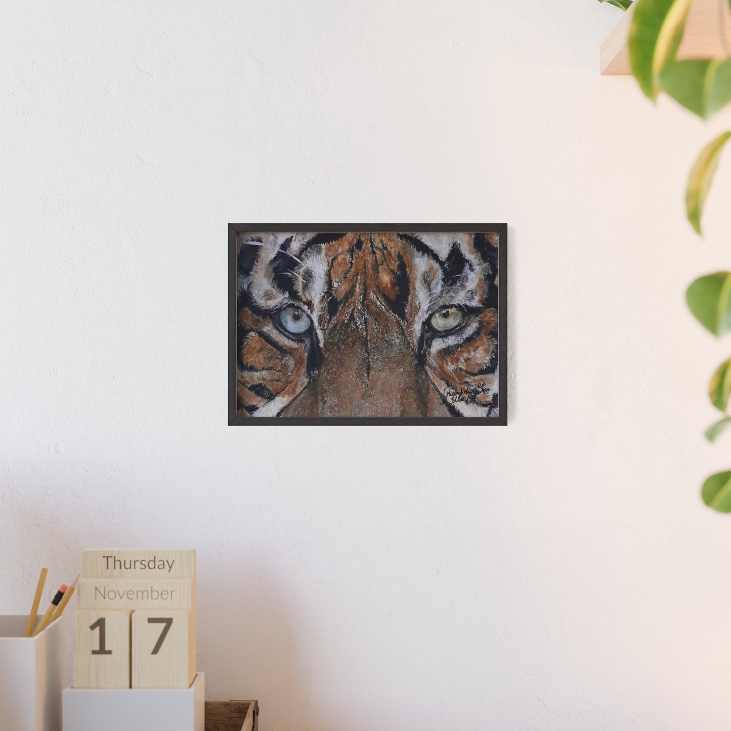 Majestic Tiger Poster with Wooden Frame, Animal Wall Art By QueenNoble
