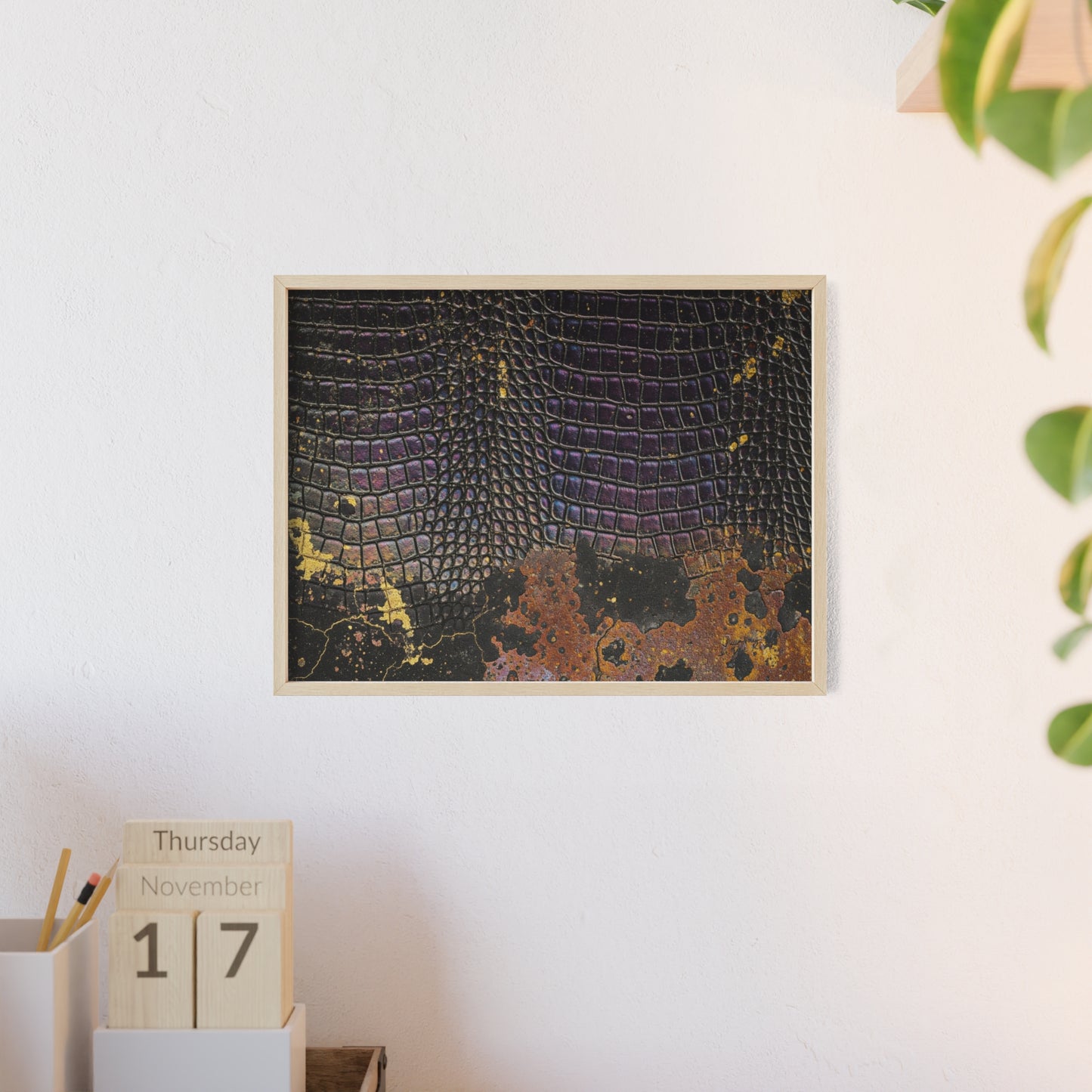 Purple Golden Crocodile Framed Poster Wall Art By QueenNoble