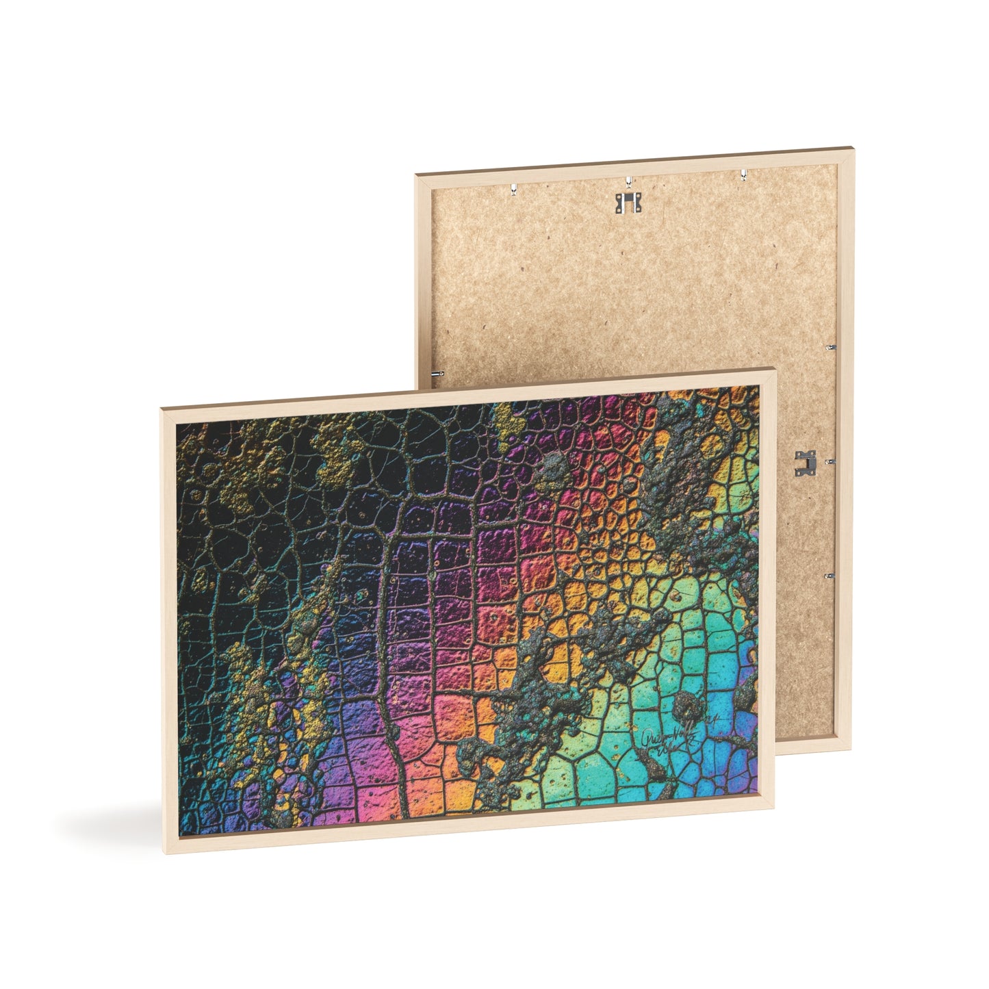 Rainbow Textured Art Poster with Wooden Frame Wall Art By QueenNoble