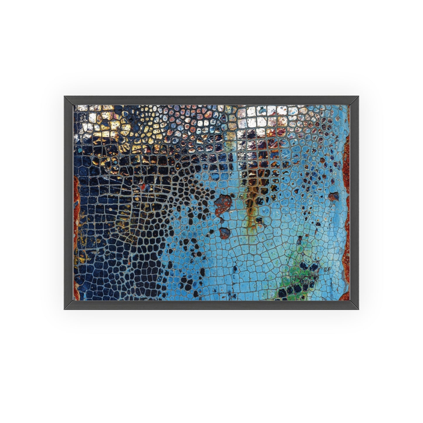 Poster with frame - Blue Cracking Crocodile Texture by QueenNoble