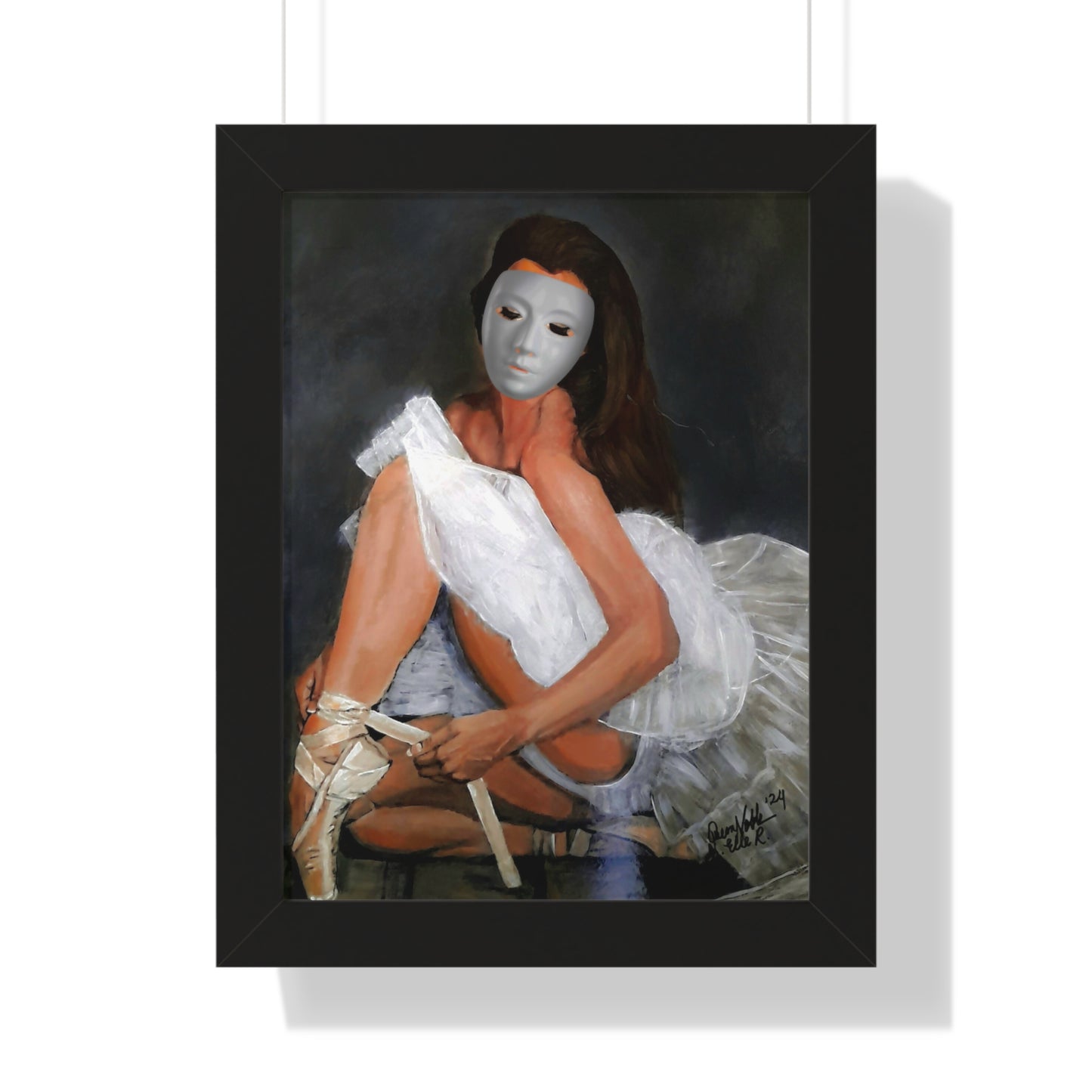 Ballerina With A Mask Wall Print Framed Vertical Poster By QueenNoble