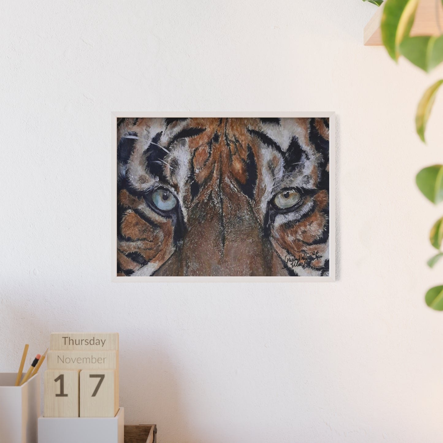 Majestic Tiger Poster with Wooden Frame, Animal Wall Art By QueenNoble