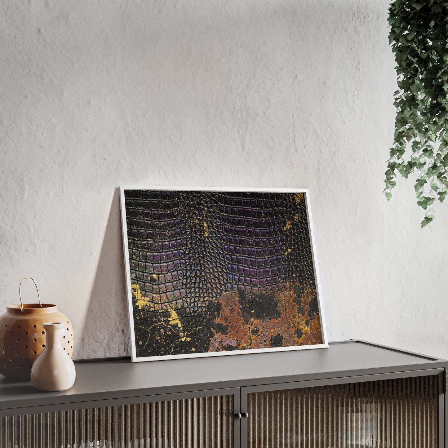 Purple Golden Crocodile Framed Poster Wall Art By QueenNoble