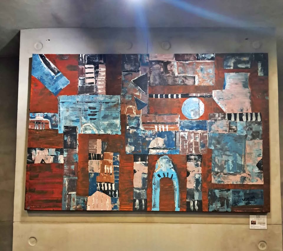 The Vintage Collection 6ft Original Acrylic Painting Geometric Rustic Art