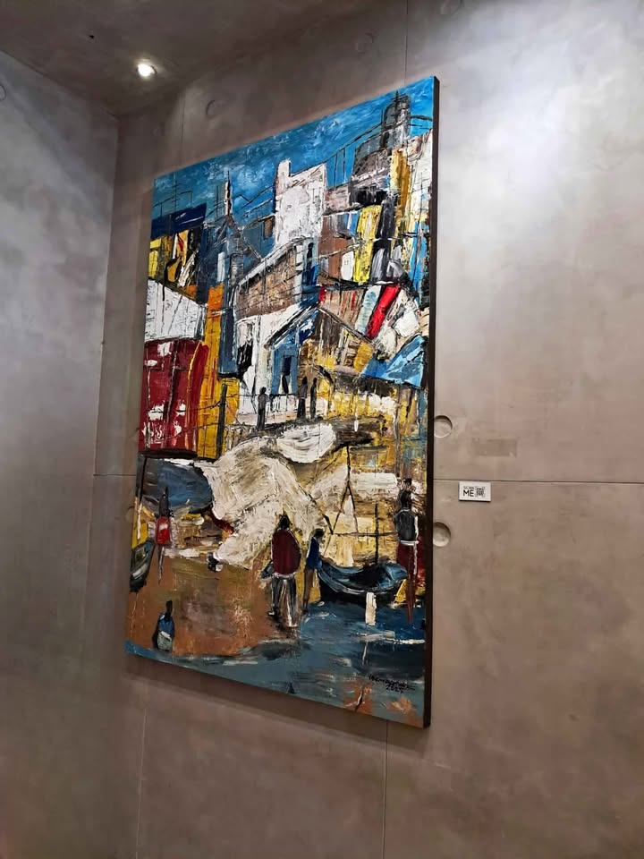 Harbor Lane 6ft Original Acrylic Painting One Of A Kind Fishing Art
