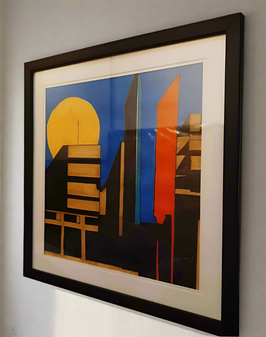 Geometric- Framed Wall Art Original Art With Certificate Bauhaus Style