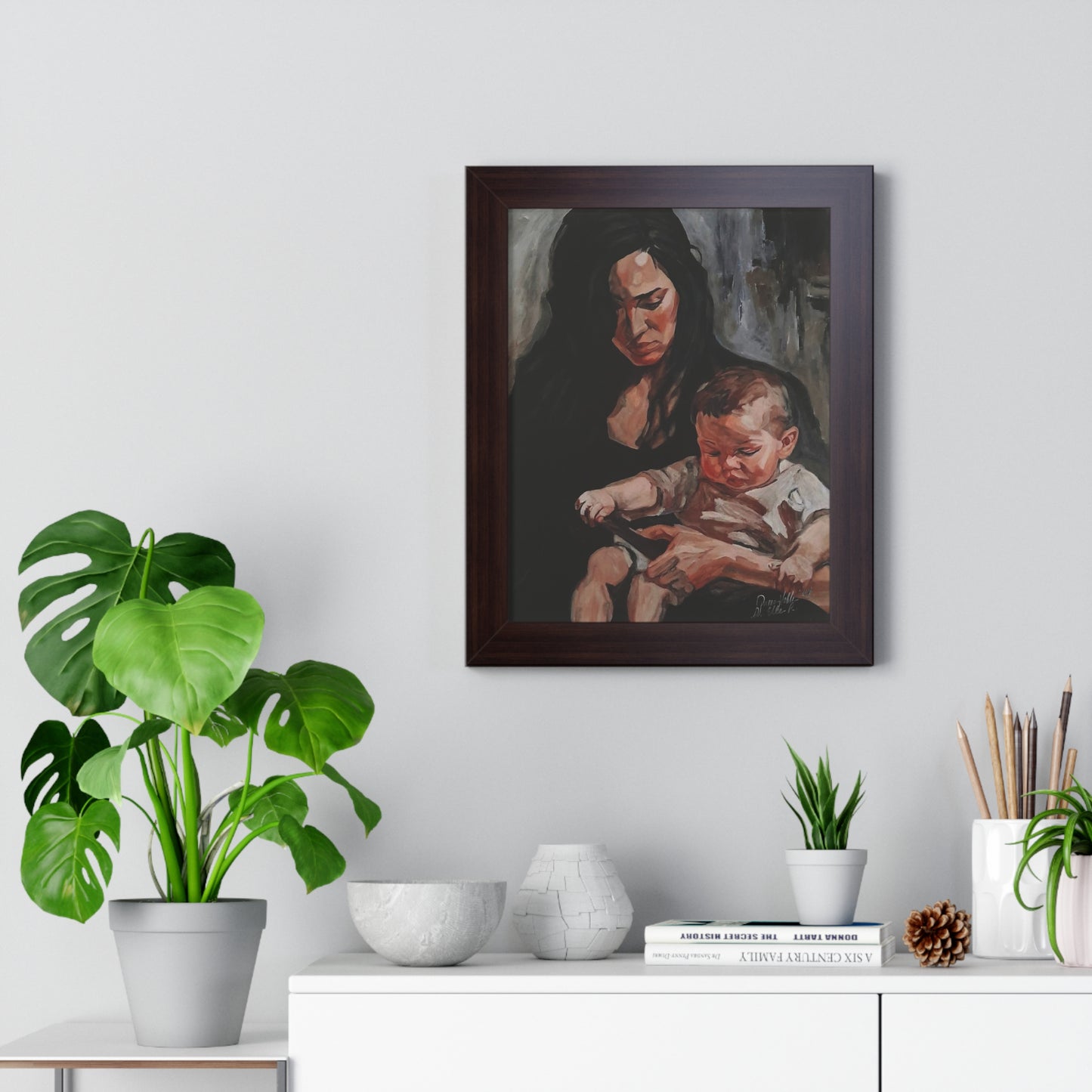 Mother And Child Vertical Framed Poster, Wall Art, Gift for Moms By QueenNoble