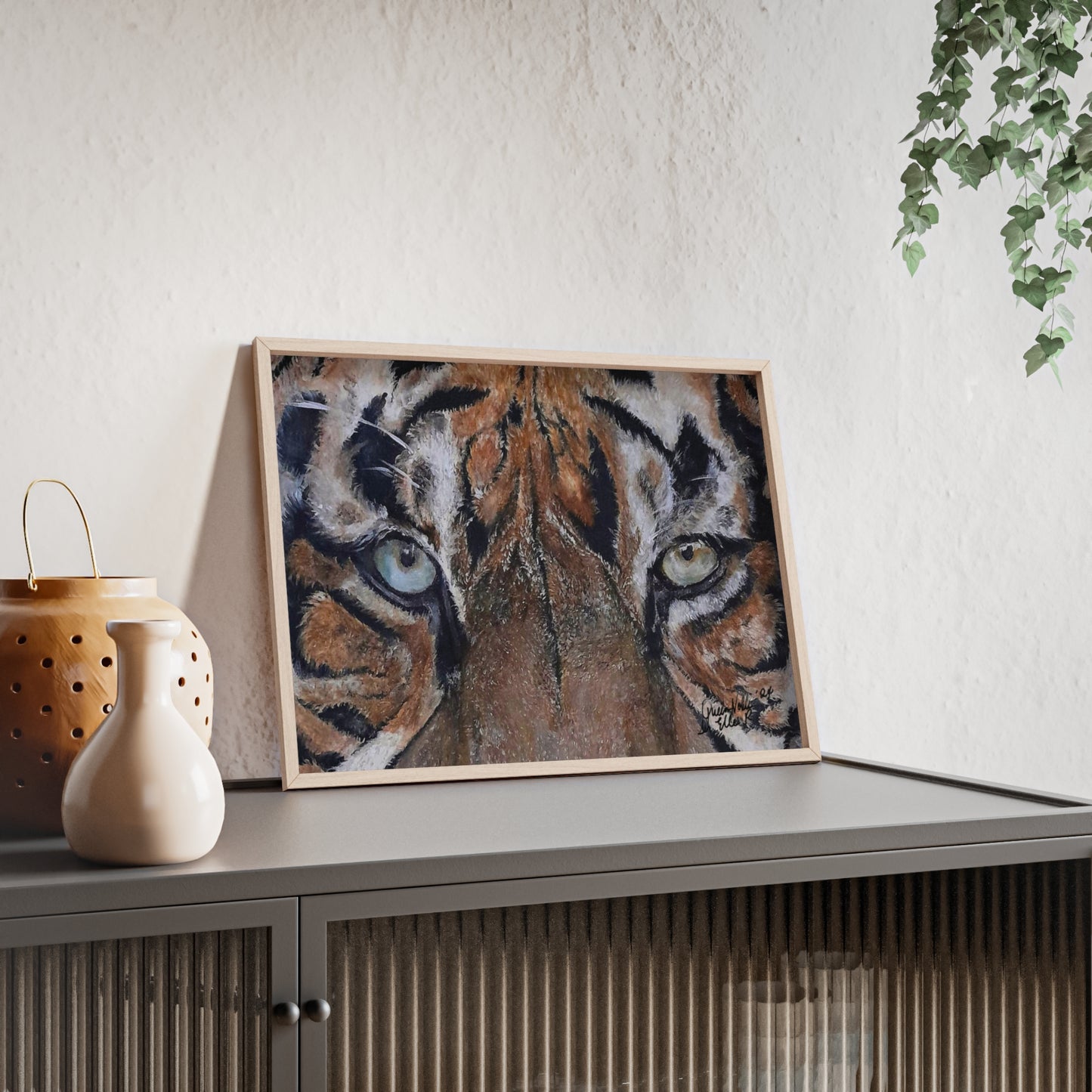 Majestic Tiger Poster with Wooden Frame, Animal Wall Art By QueenNoble