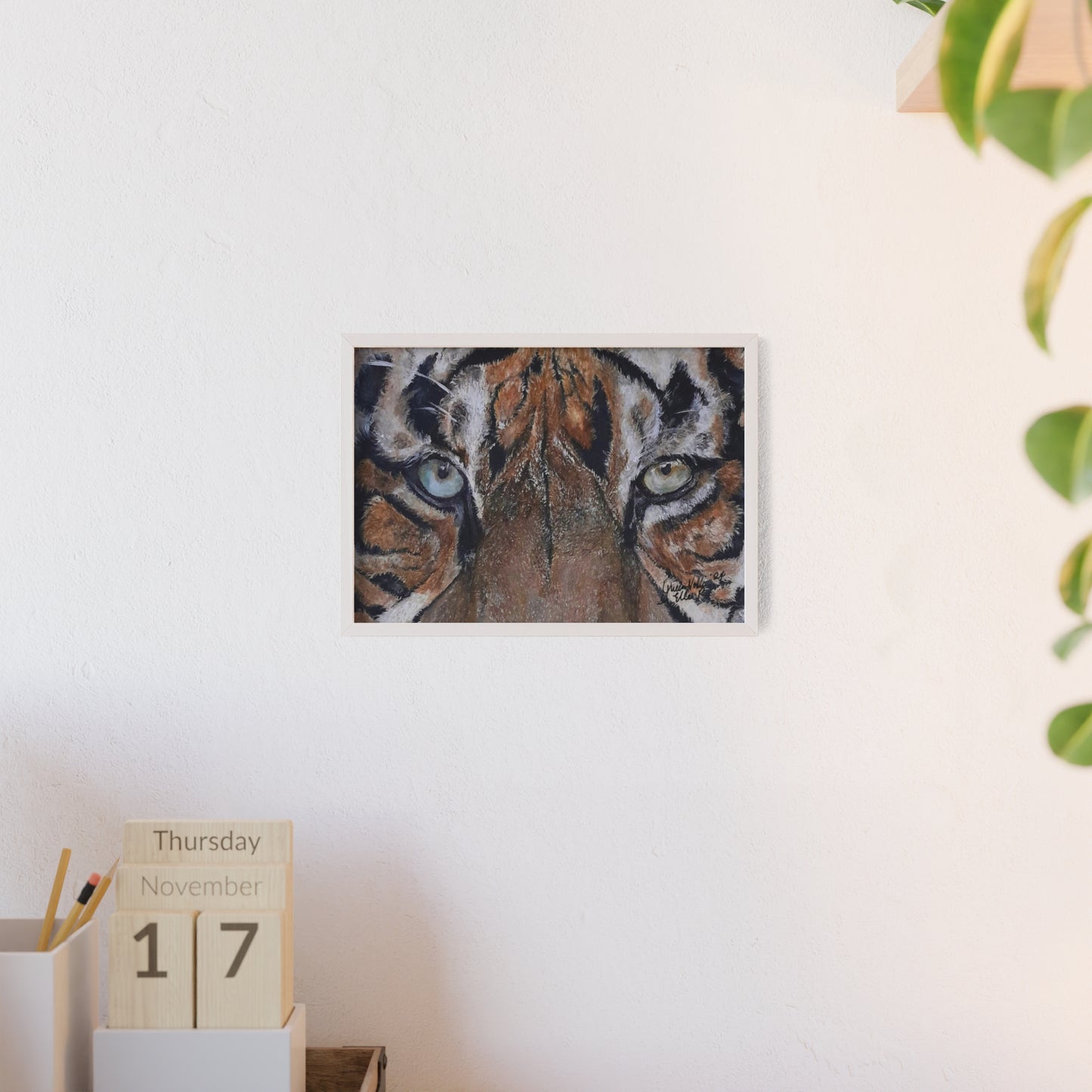 Majestic Tiger Poster with Wooden Frame, Animal Wall Art By QueenNoble