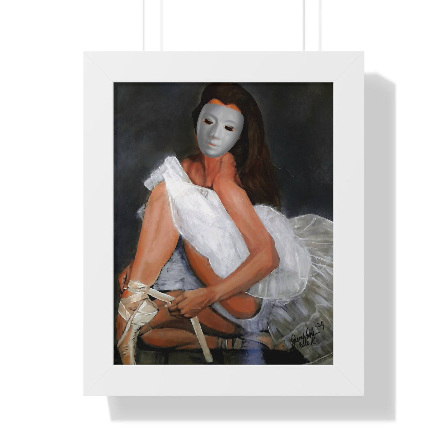 Ballerina With A Mask Wall Print Framed Vertical Poster By QueenNoble