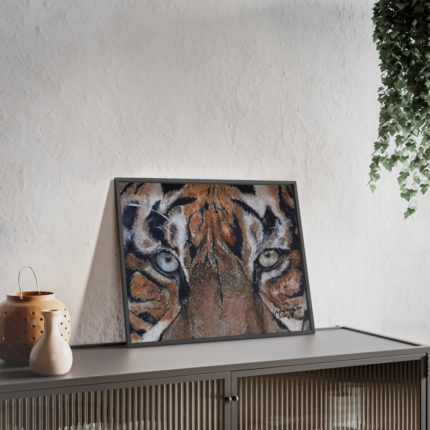 Majestic Tiger Poster with Wooden Frame, Animal Wall Art By QueenNoble