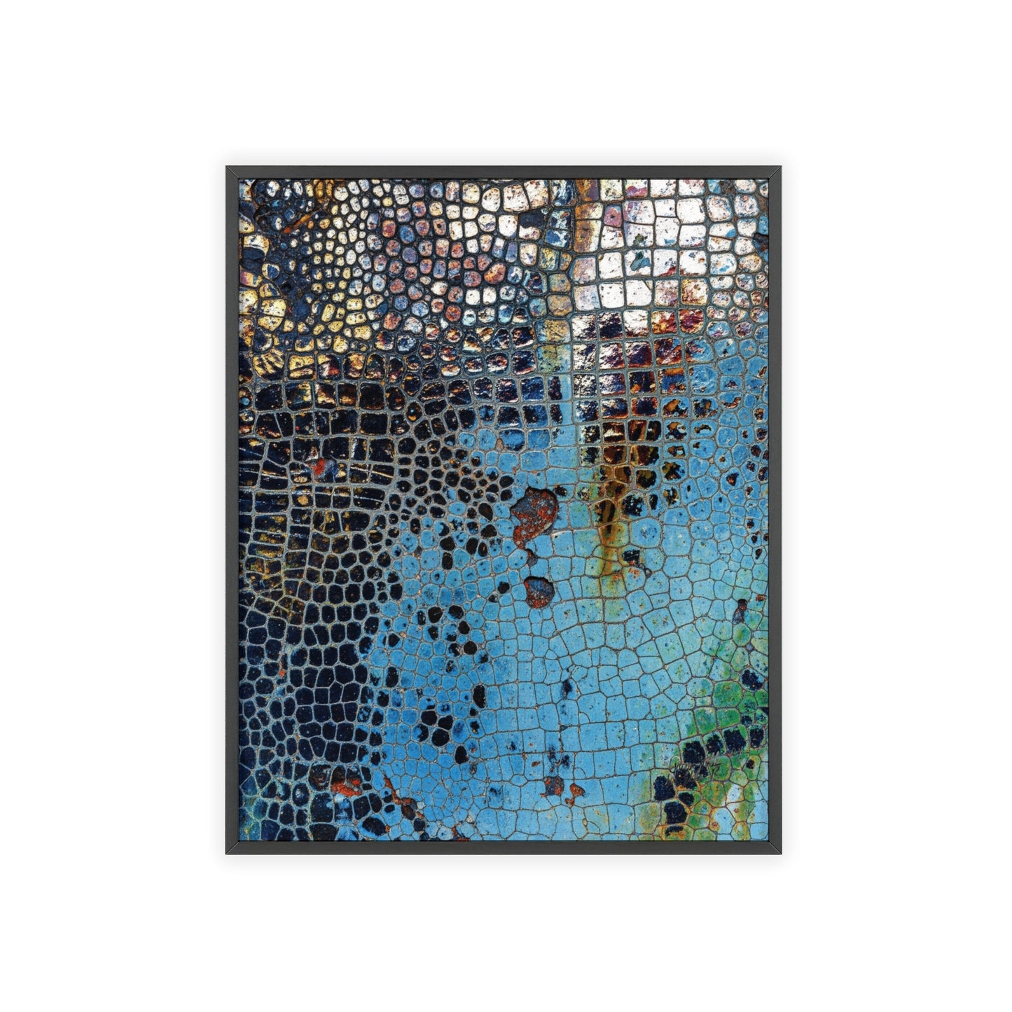 Poster with frame - Blue Cracking Crocodile Texture by QueenNoble