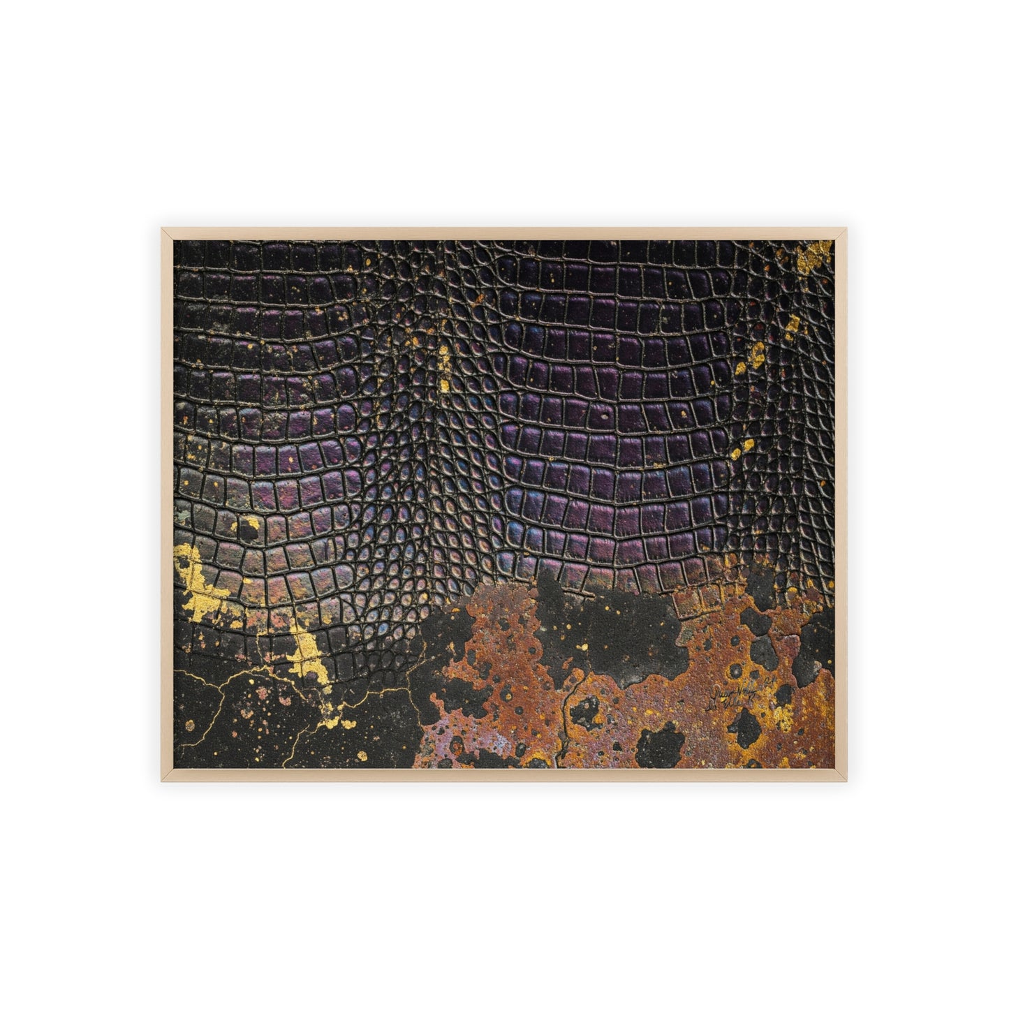 Purple Golden Crocodile Framed Poster Wall Art By QueenNoble