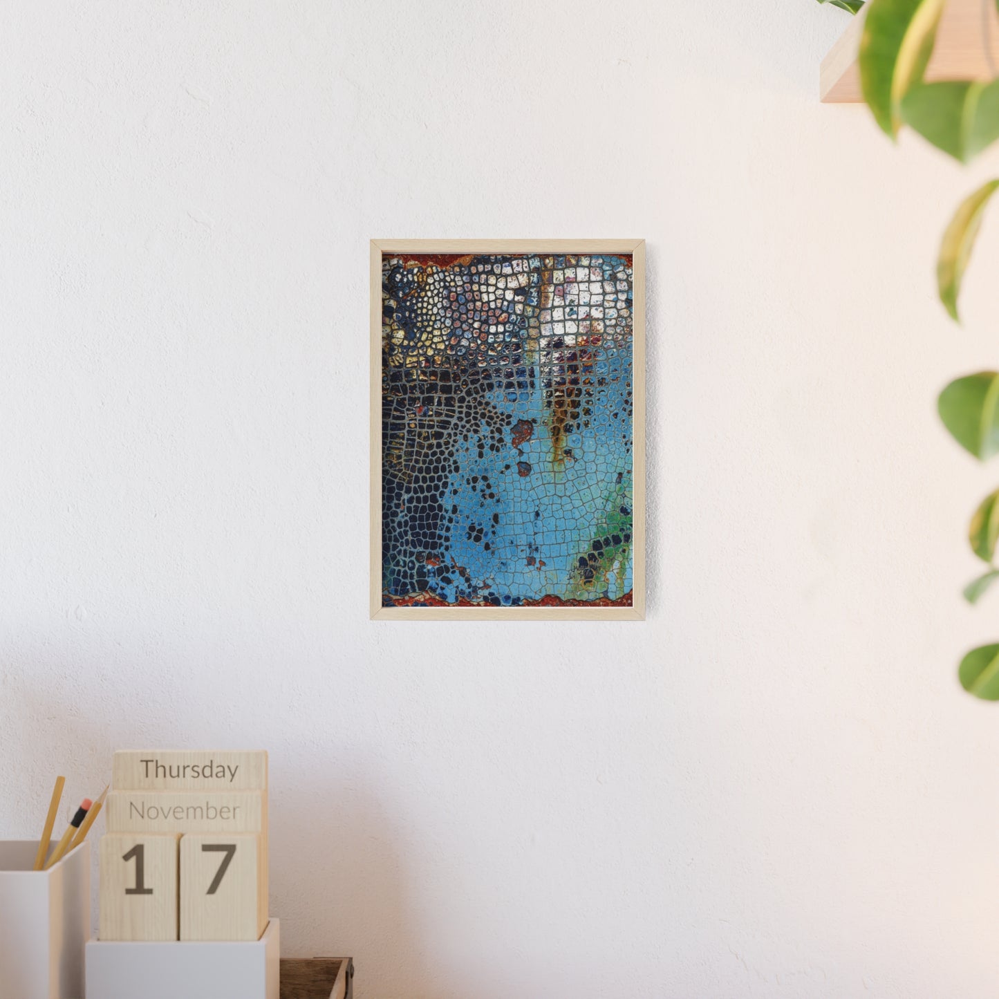 Poster with frame - Blue Cracking Crocodile Texture by QueenNoble