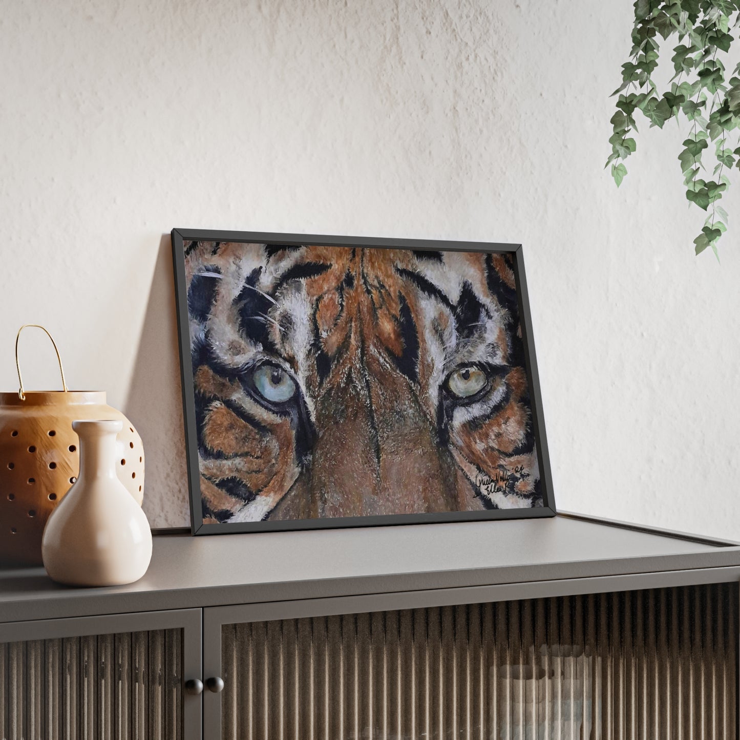 Majestic Tiger Poster with Wooden Frame, Animal Wall Art By QueenNoble