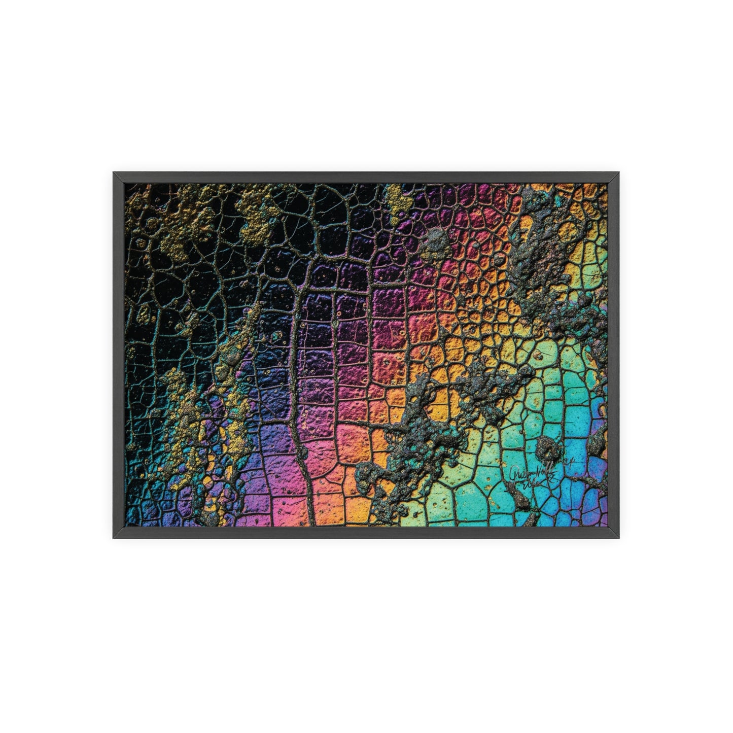 Rainbow Textured Art Poster with Wooden Frame Wall Art By QueenNoble
