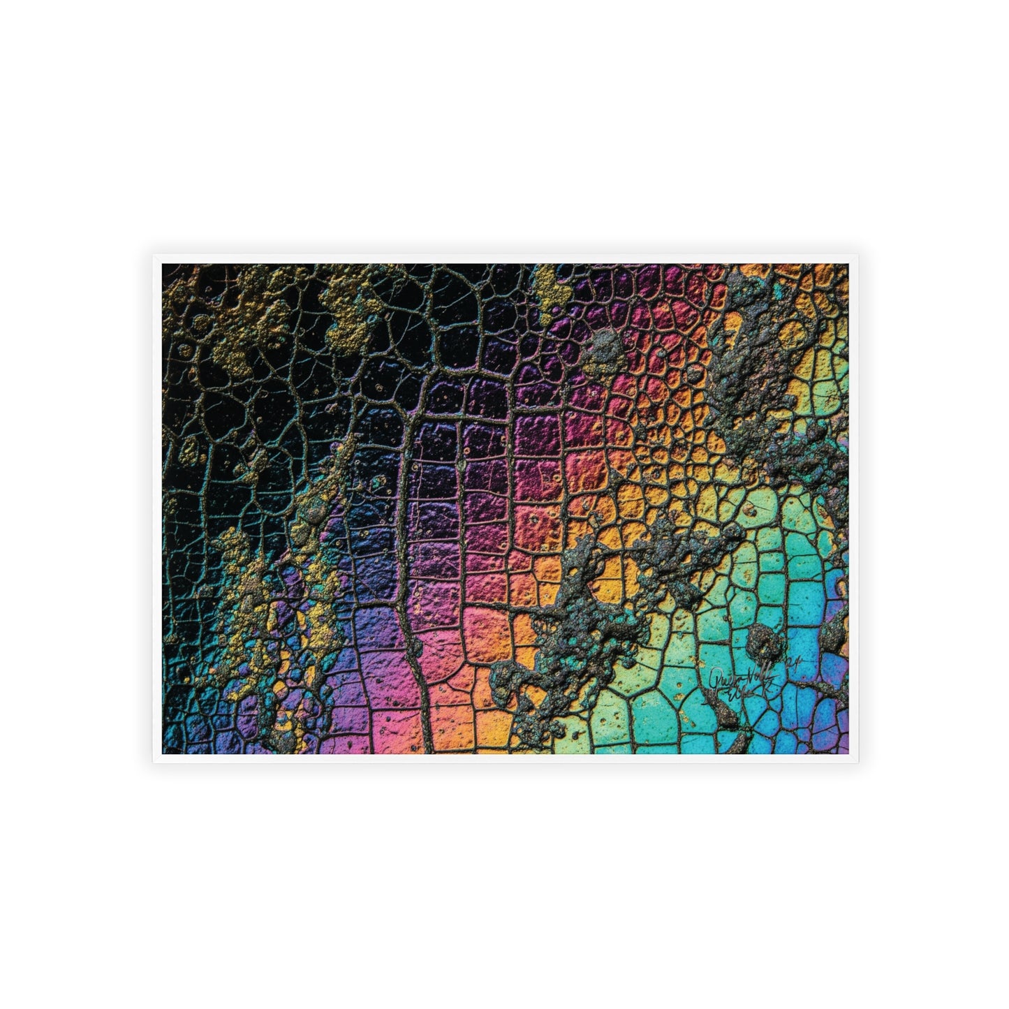 Rainbow Textured Art Poster with Wooden Frame Wall Art By QueenNoble