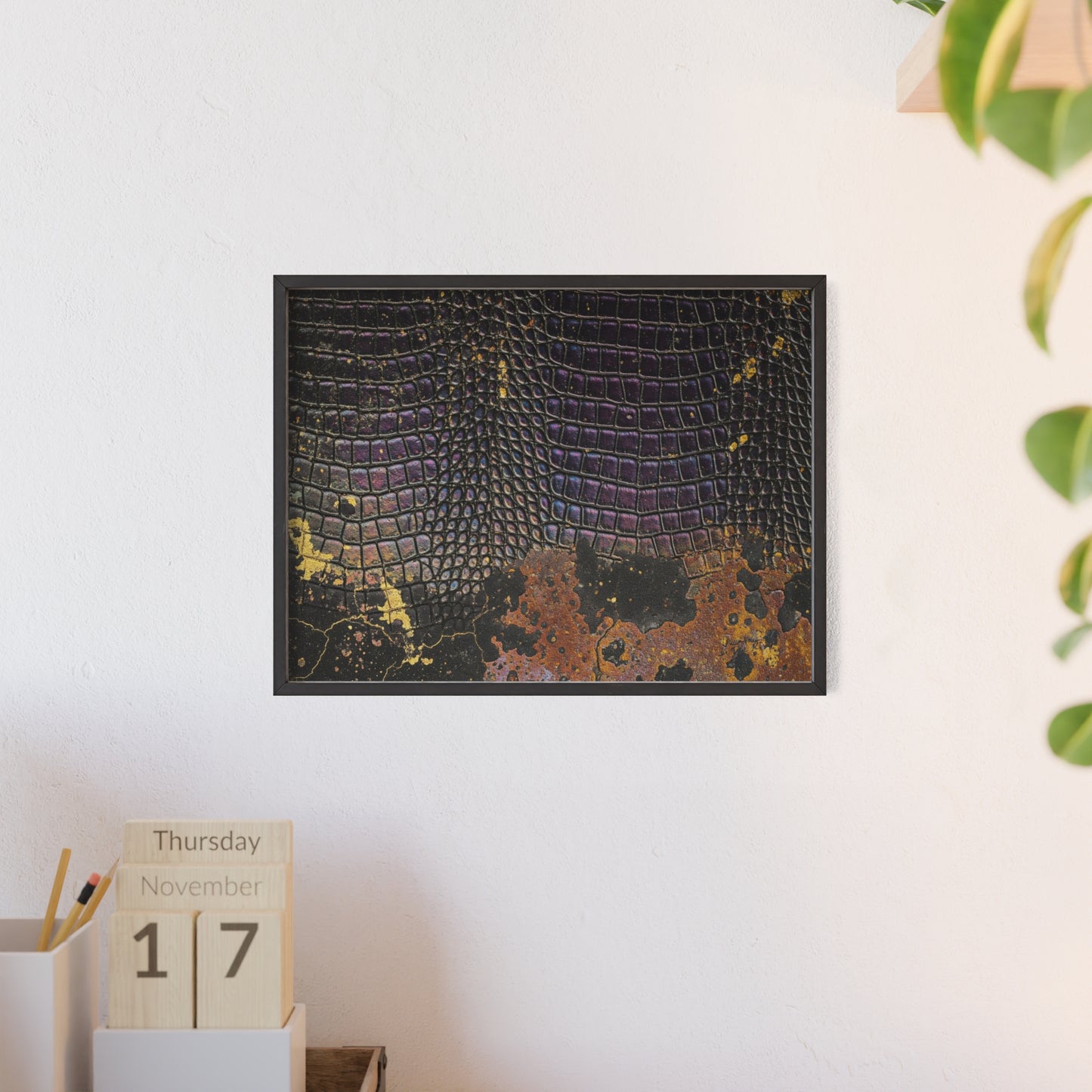 Purple Golden Crocodile Framed Poster Wall Art By QueenNoble