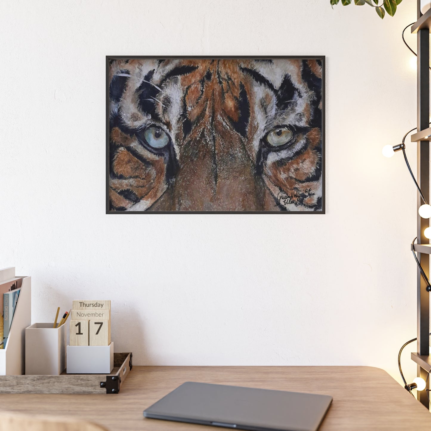 Majestic Tiger Poster with Wooden Frame, Animal Wall Art By QueenNoble