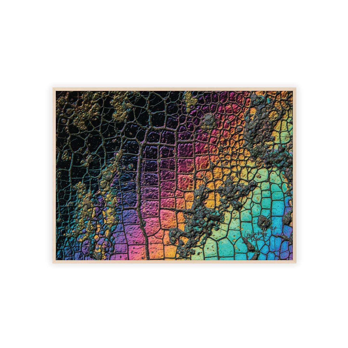 Rainbow Textured Art Poster with Wooden Frame Wall Art By QueenNoble