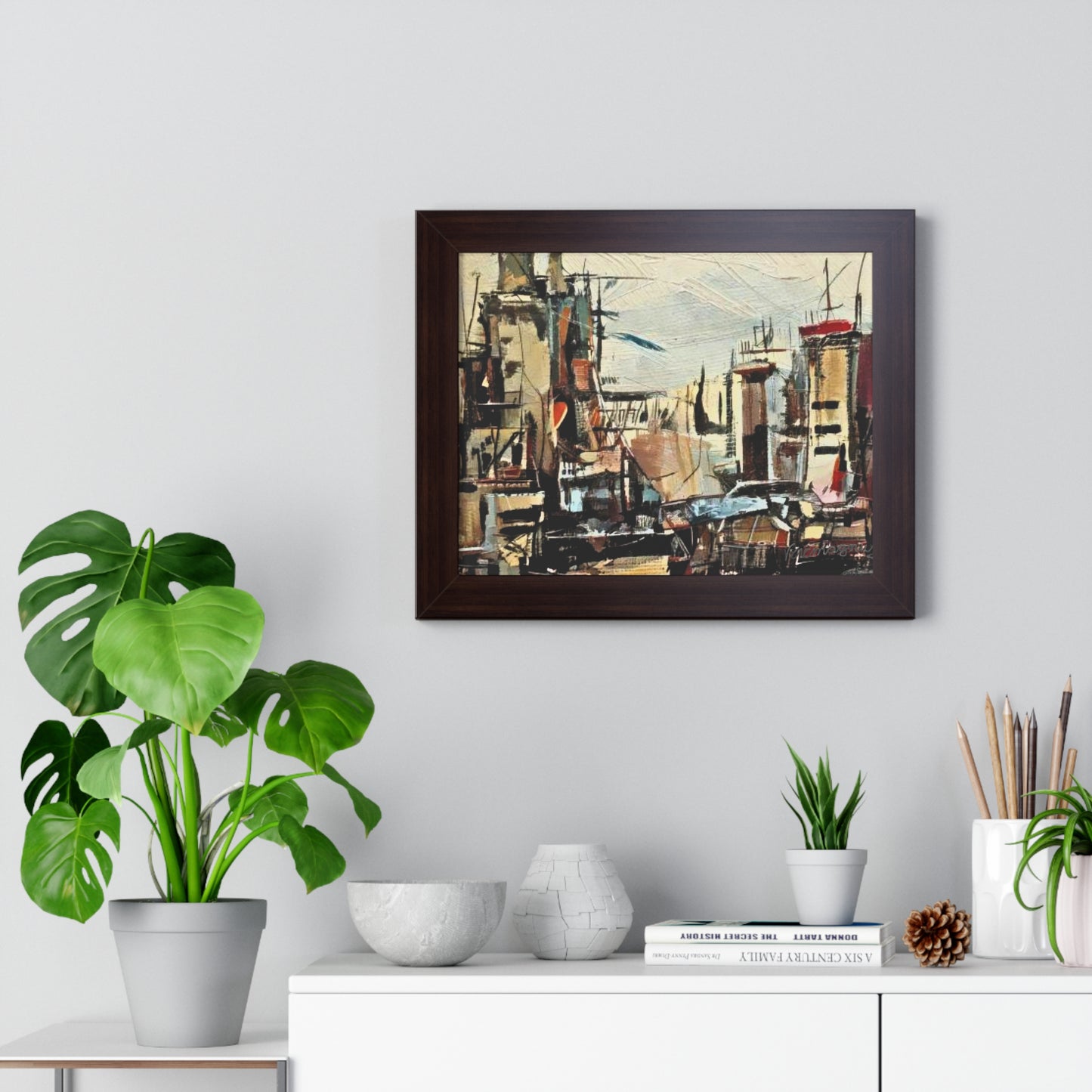 Urban Landscape Framed Horizontal Poster, Modern Art Print By Vercmagnus