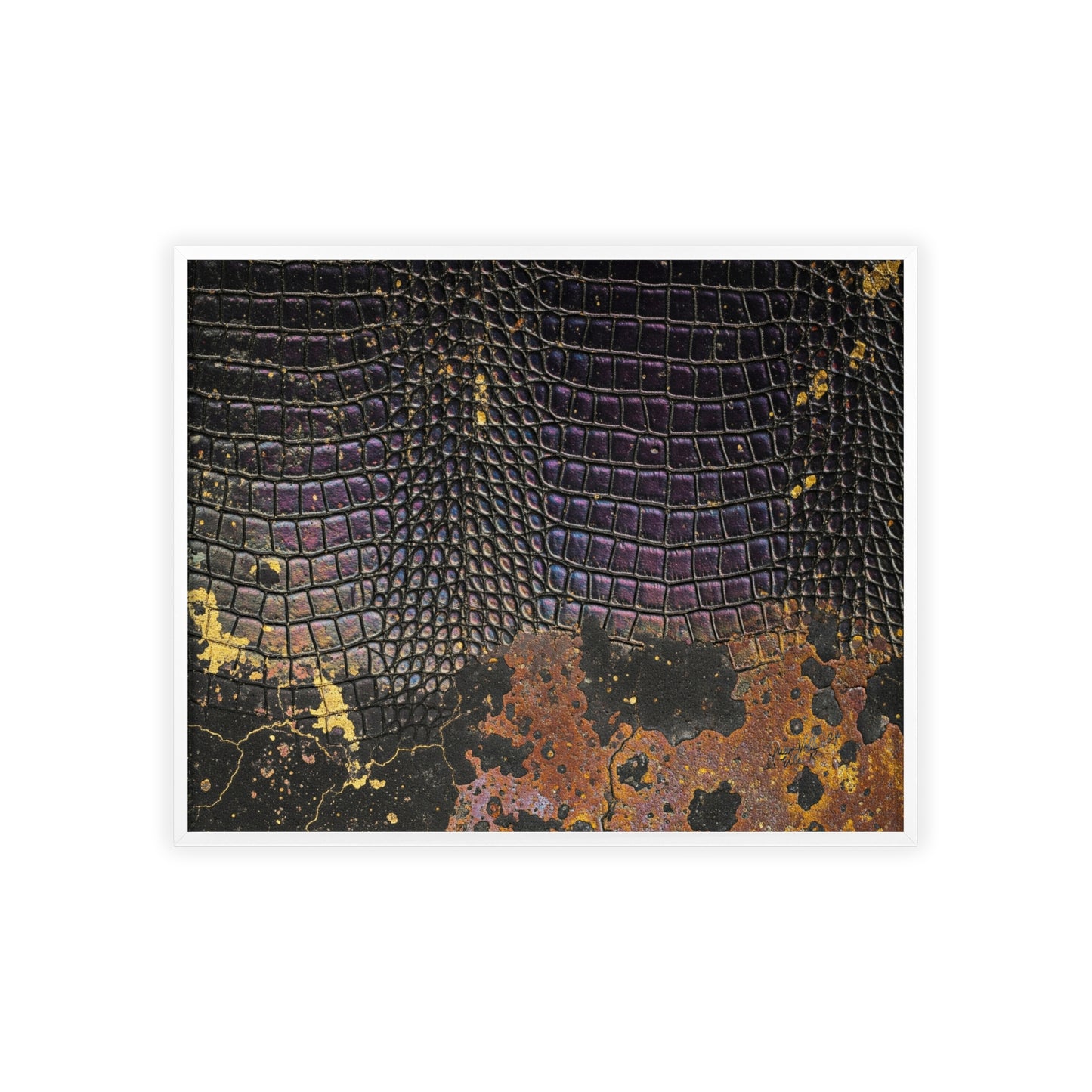 Purple Golden Crocodile Framed Poster Wall Art By QueenNoble