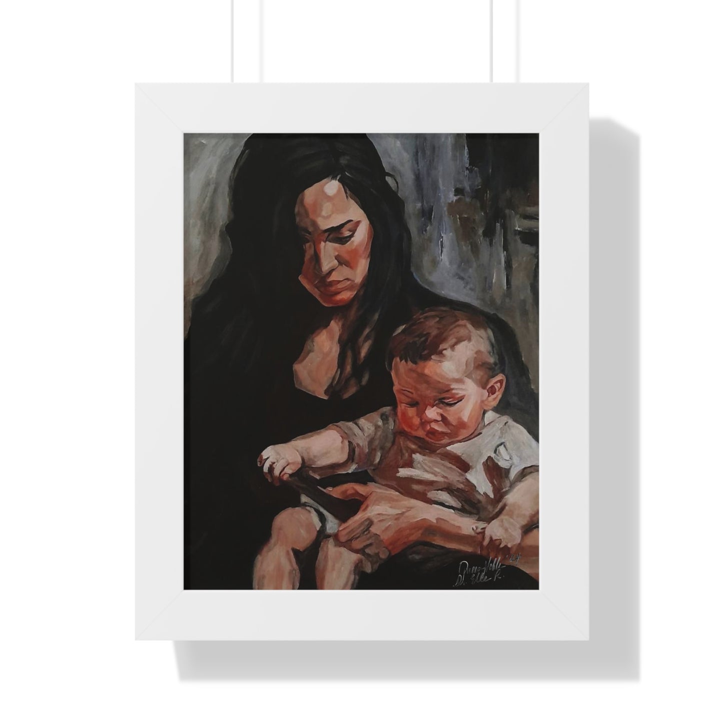 Mother And Child Vertical Framed Poster, Wall Art, Gift for Moms By QueenNoble
