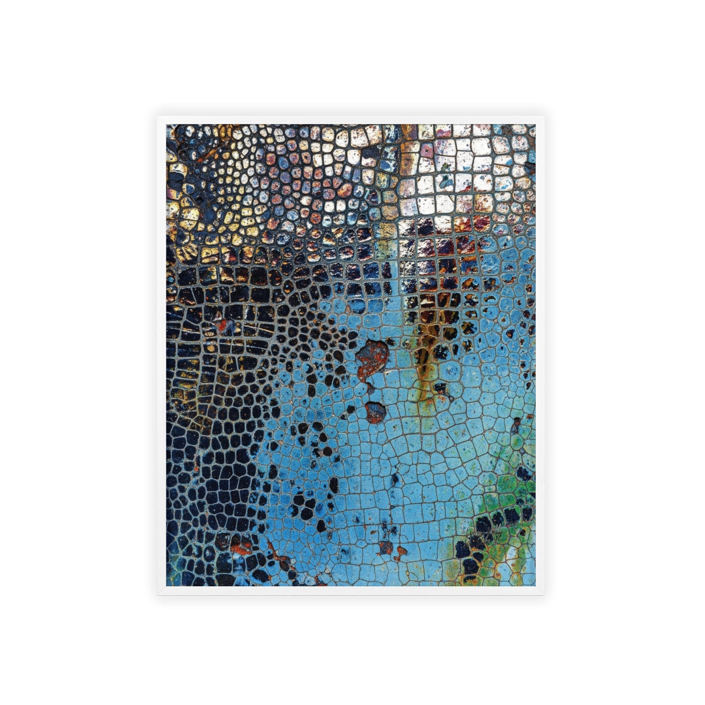 Poster with frame - Blue Cracking Crocodile Texture by QueenNoble