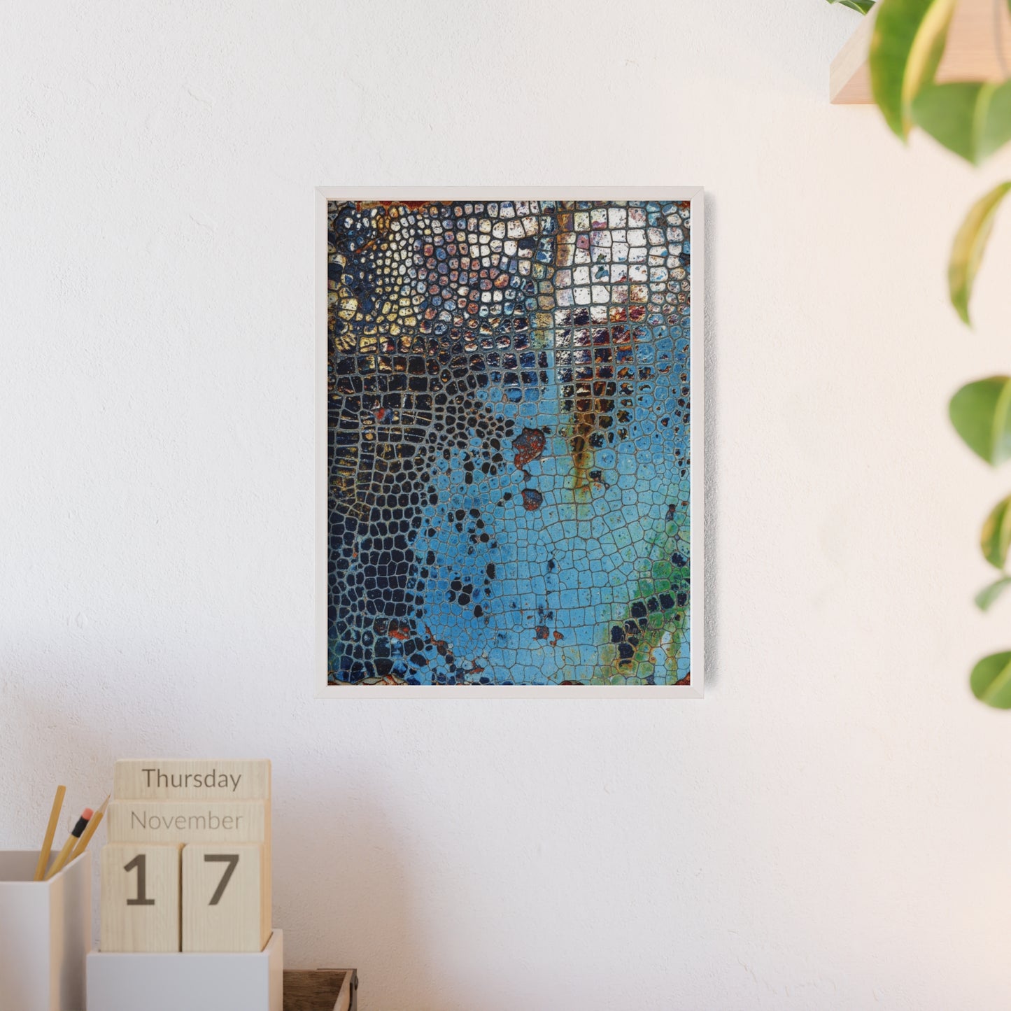 Poster with frame - Blue Cracking Crocodile Texture by QueenNoble