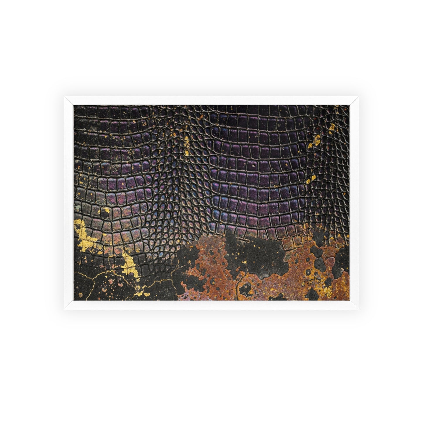 Purple Golden Crocodile Framed Poster Wall Art By QueenNoble