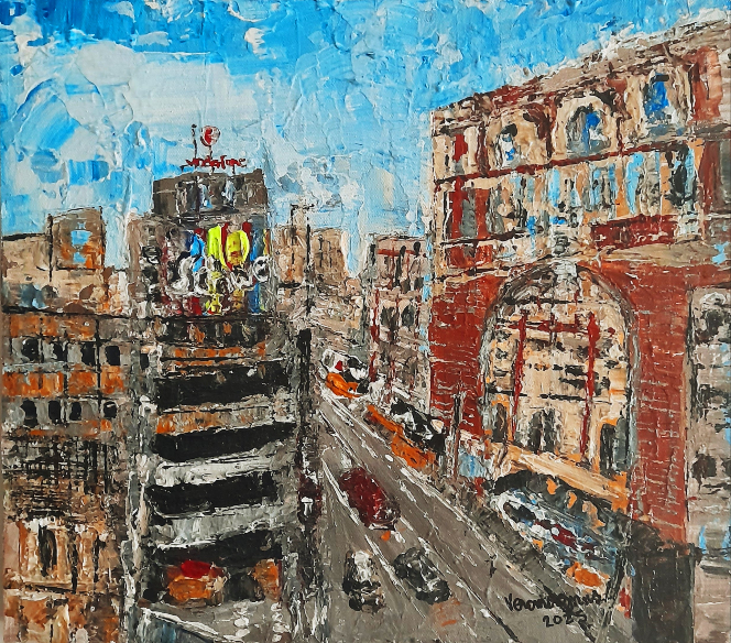 A Fast Phase In Madrid Textured Original Painting Cityscape Contemporary Art