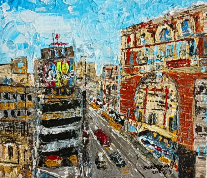 A Fast Phase In Madrid Textured Original Painting Cityscape Contemporary Art