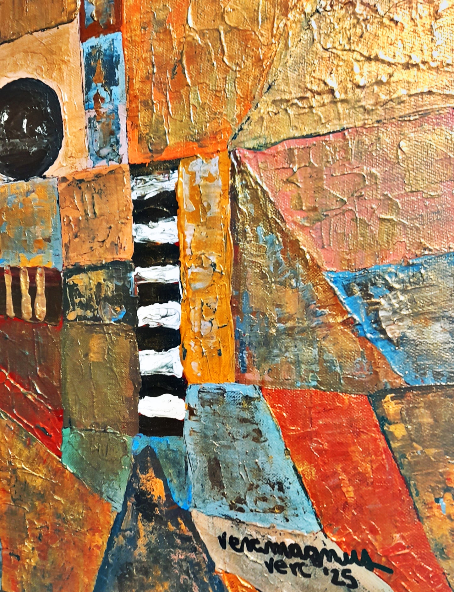 The Equilibrium Of Life Textured Golden Abstract Original Painting