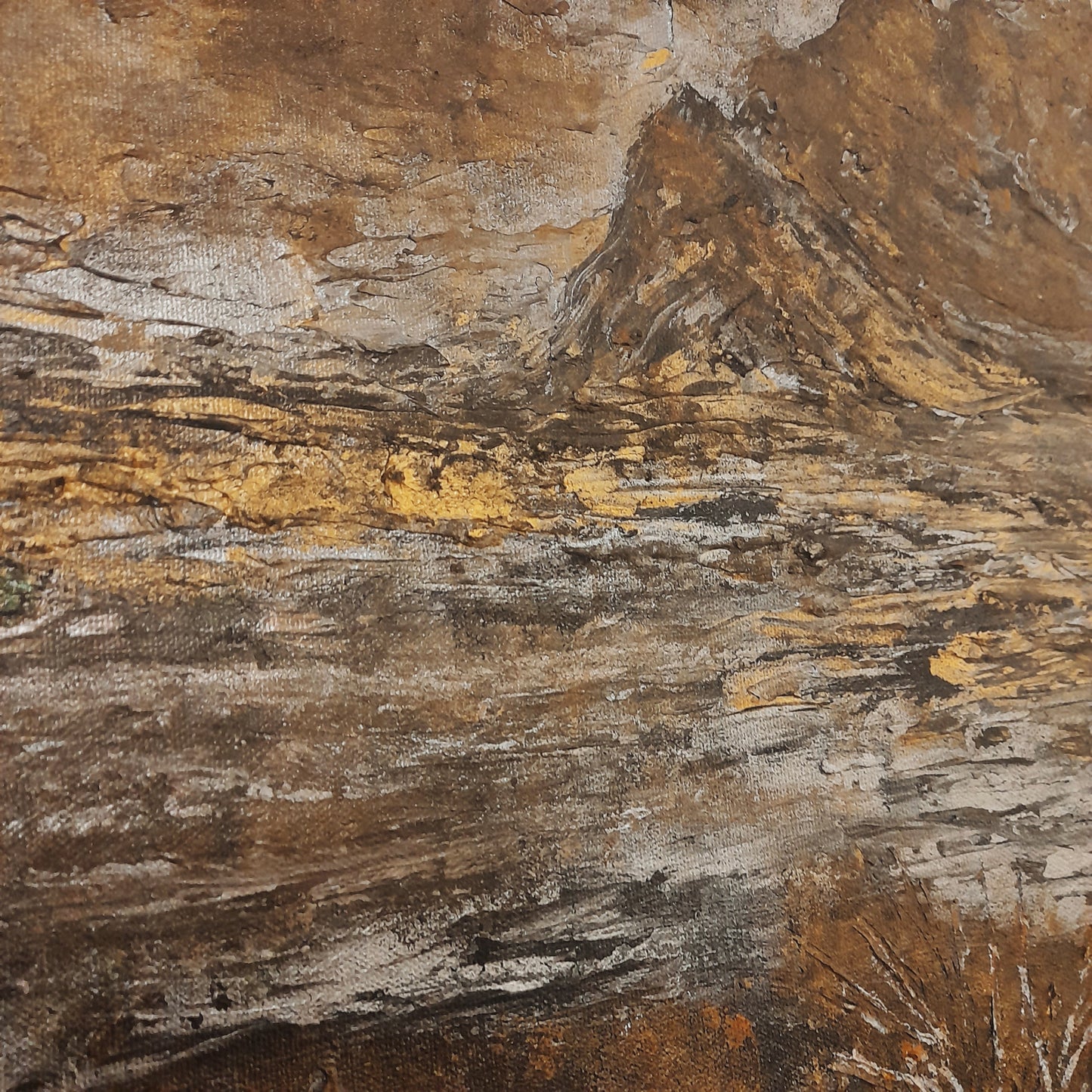 Golden Mountain Textured Abstract Original Painting Gold Wall Art