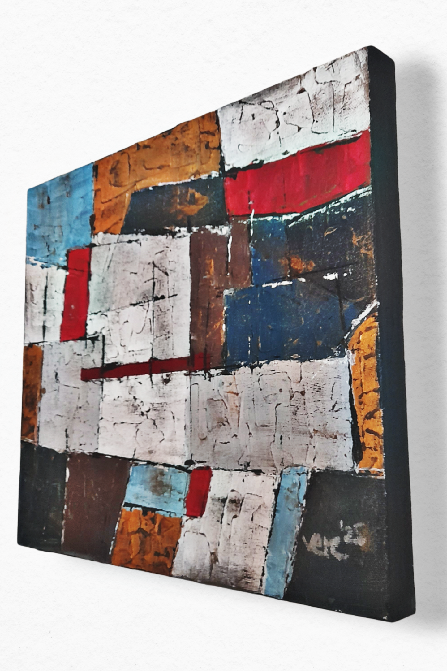Rustic Textured Bauhaus Geometric Abstract Out And Above - Original Art