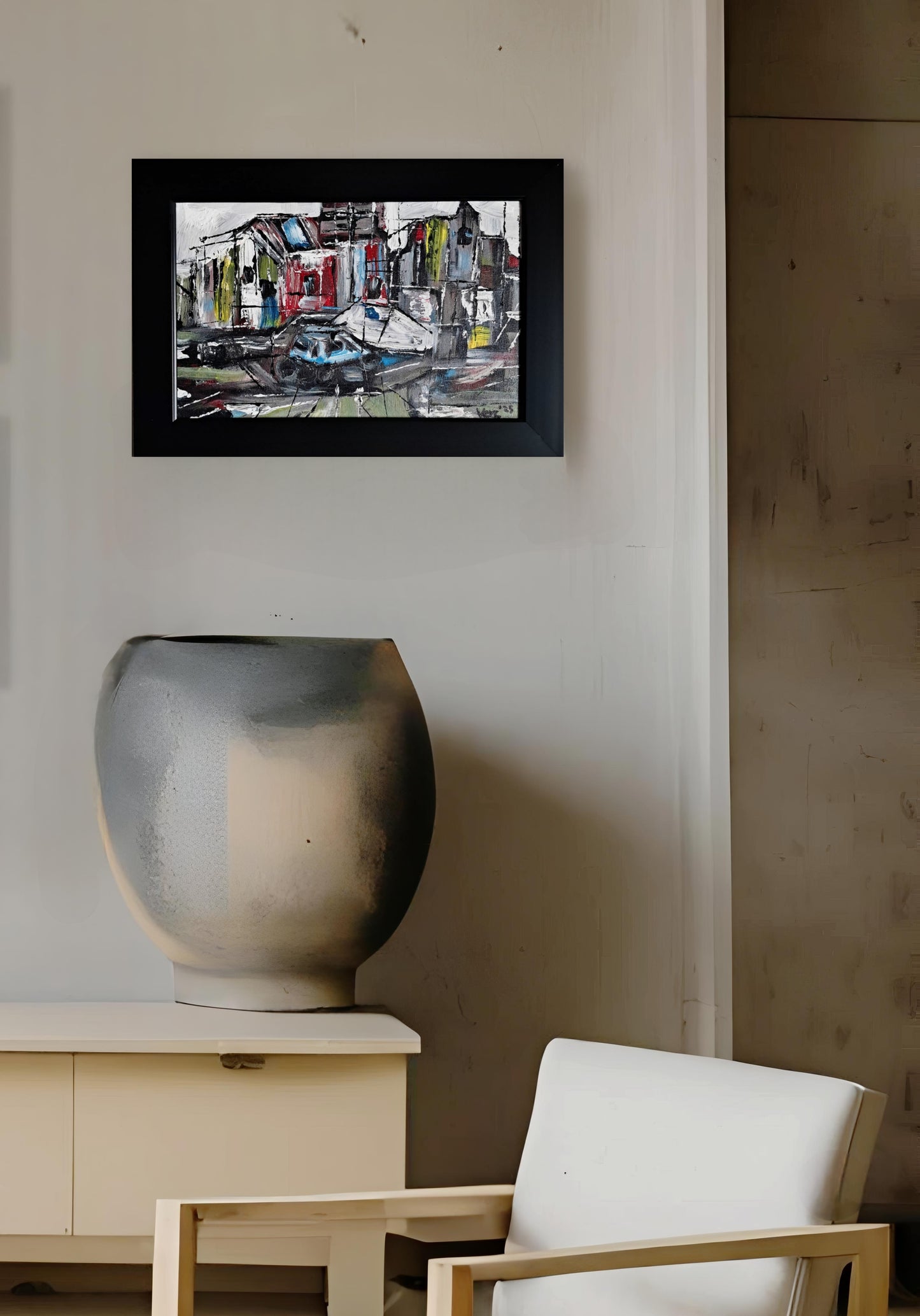 The Impound Lot Original Framed Painting City Contemporary Art