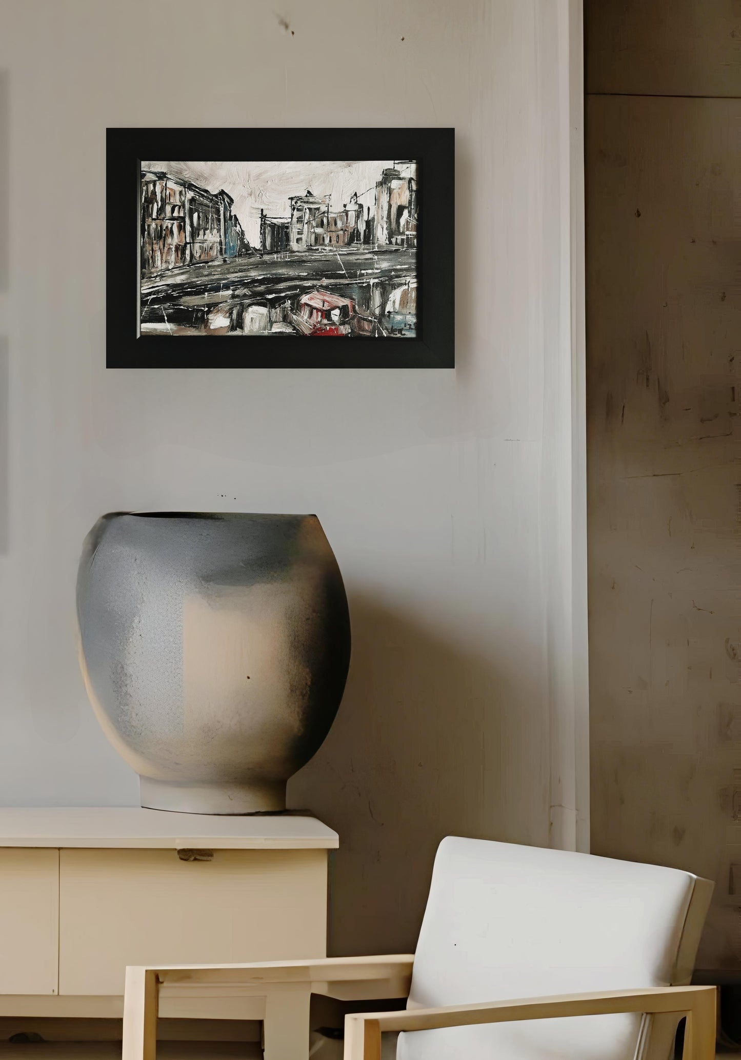 The Bridge In The City Textured Original Framed Painting City Contemporary Art