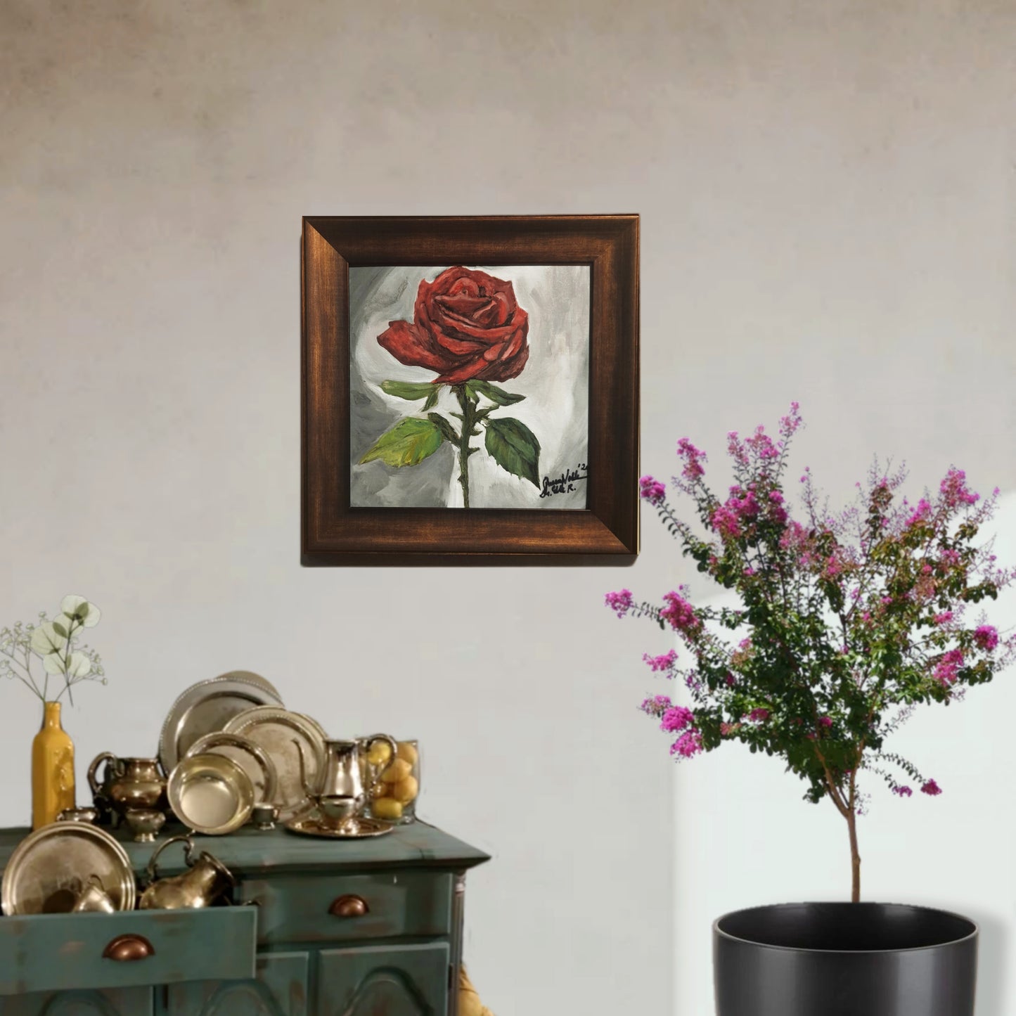 Rose Original Oil Painting - Still Life The Queen Of Thorns