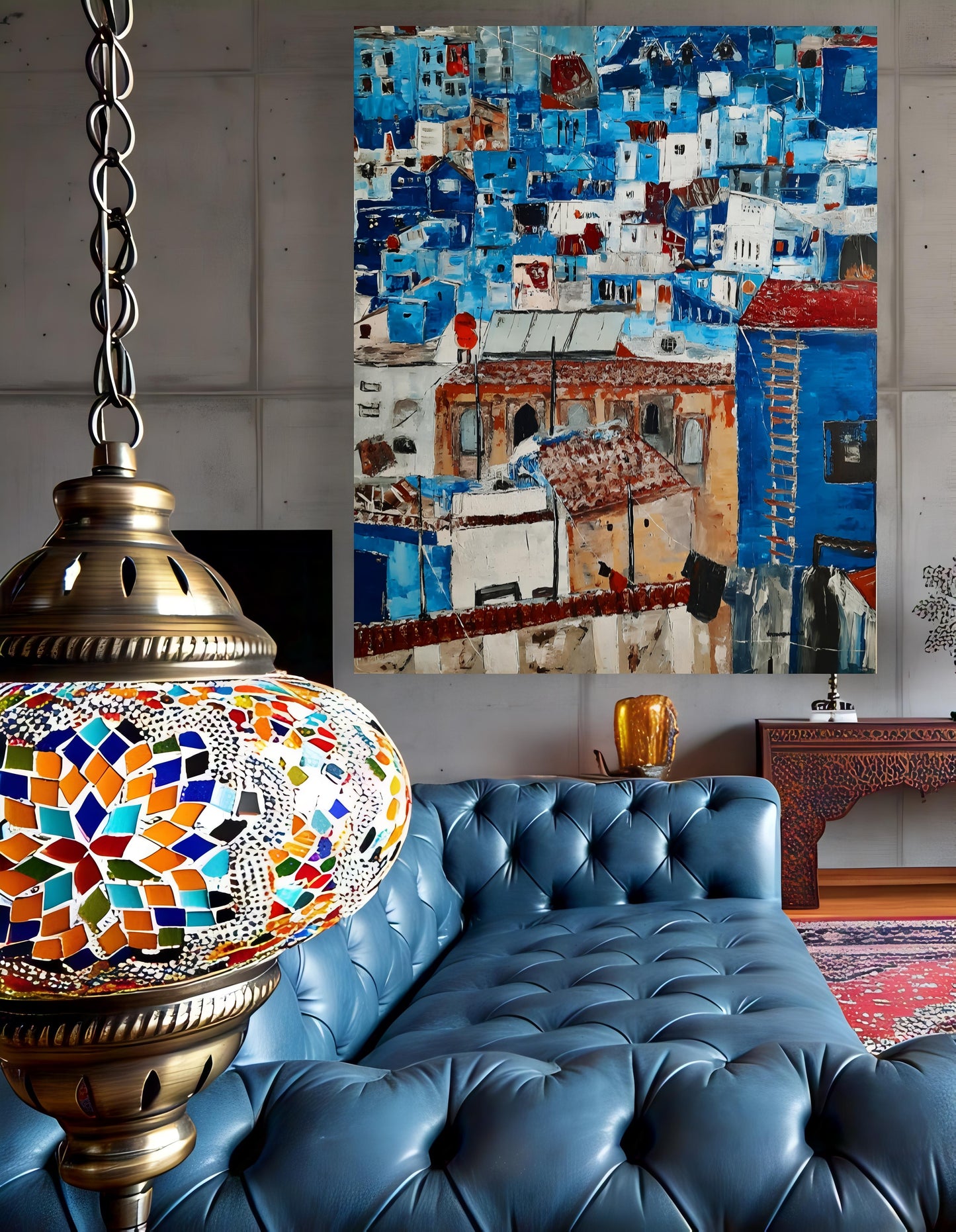 Chefchouchen Morocco Original Painting With Certificate By Vercmagnus Contemporary Landscape